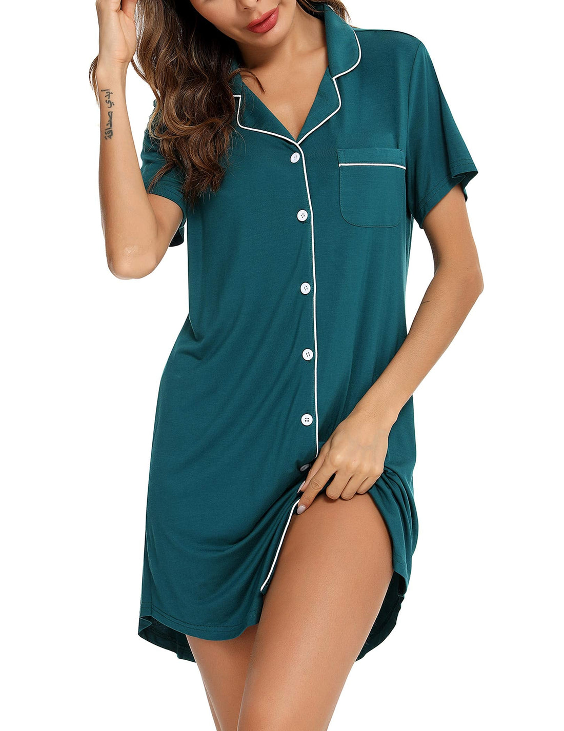 Senert Nightgowns for Women Short/Long Sleeve Sleep Shirt Button Down Night Gowns Maternity Pajamas Nursing Dress Sleepwear WEBE CLOTHING