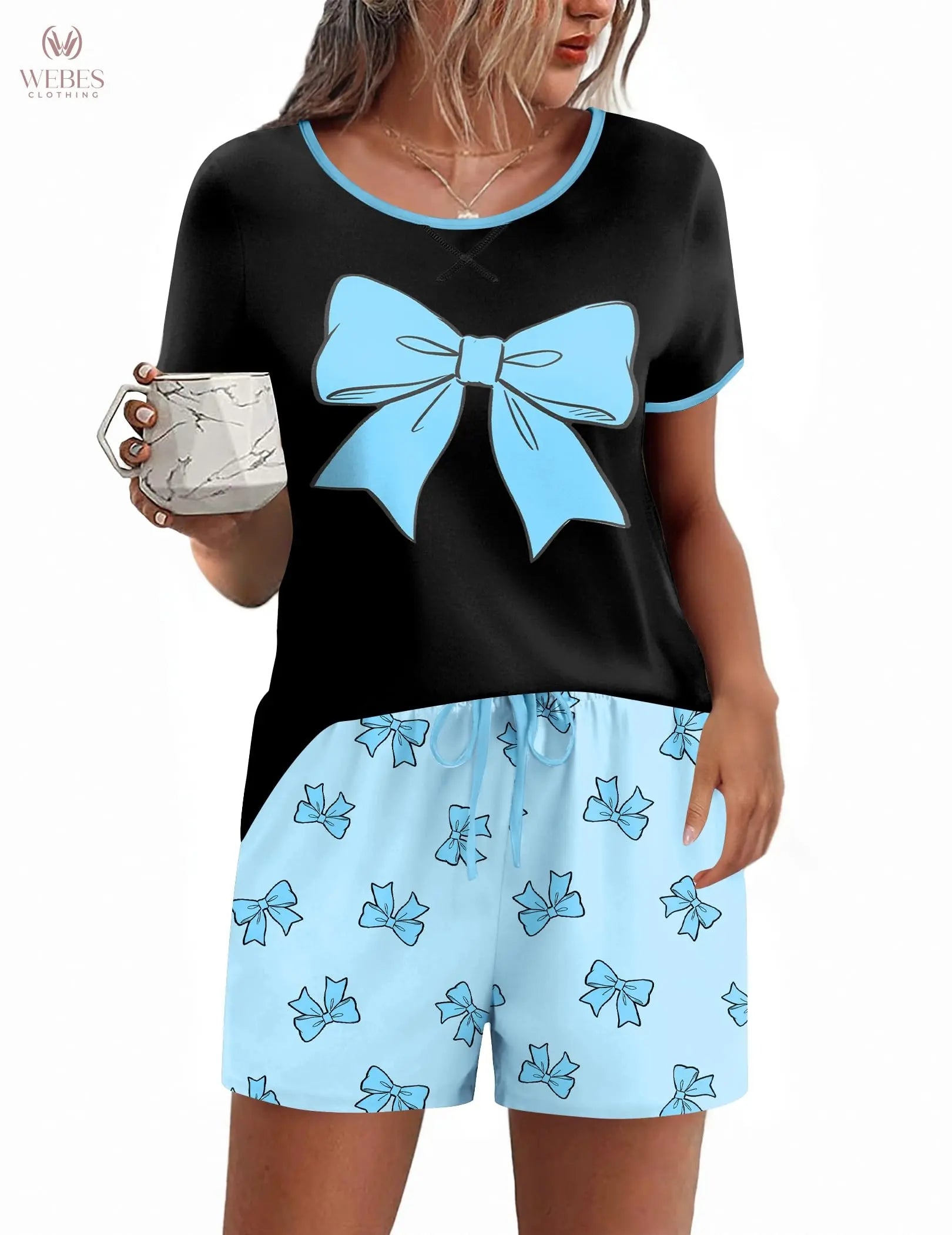 Ekouaer Women Pajama Set Casual Short Set