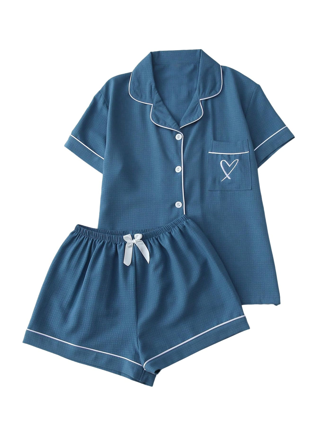 Verdusa Pajamas For Women Set 2 Piece Summer Pajama Sets Cute Pjs Lounge Matching Button Shirt with Shorts