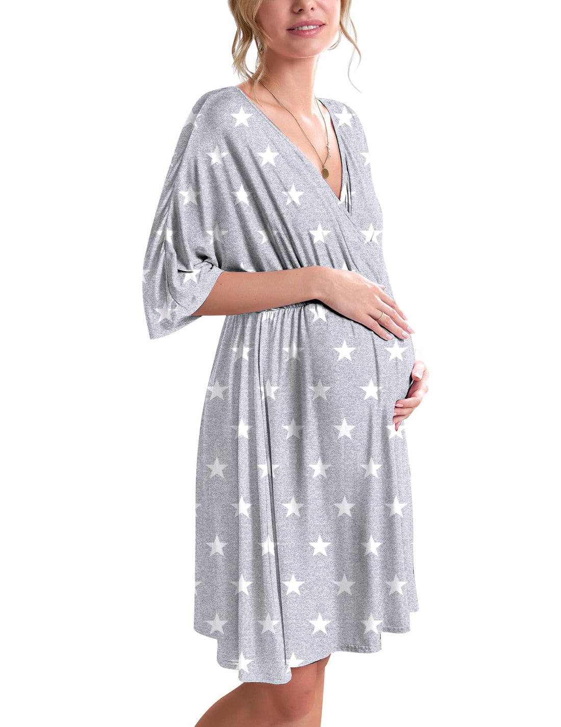 Ekouaer 3 in 1 Labor/Delivery/Hospital Gown Maternity Dress Nursing Nightgown Sleepwear for Breastfeeding