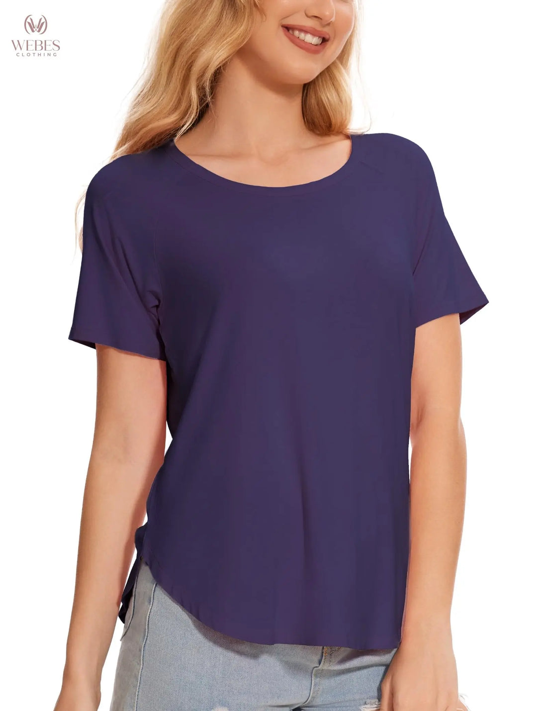 GYS Womens Pajama Tops Short Sleeve Shirts Summer Comfy Crew Neck Sleep T-Shirt