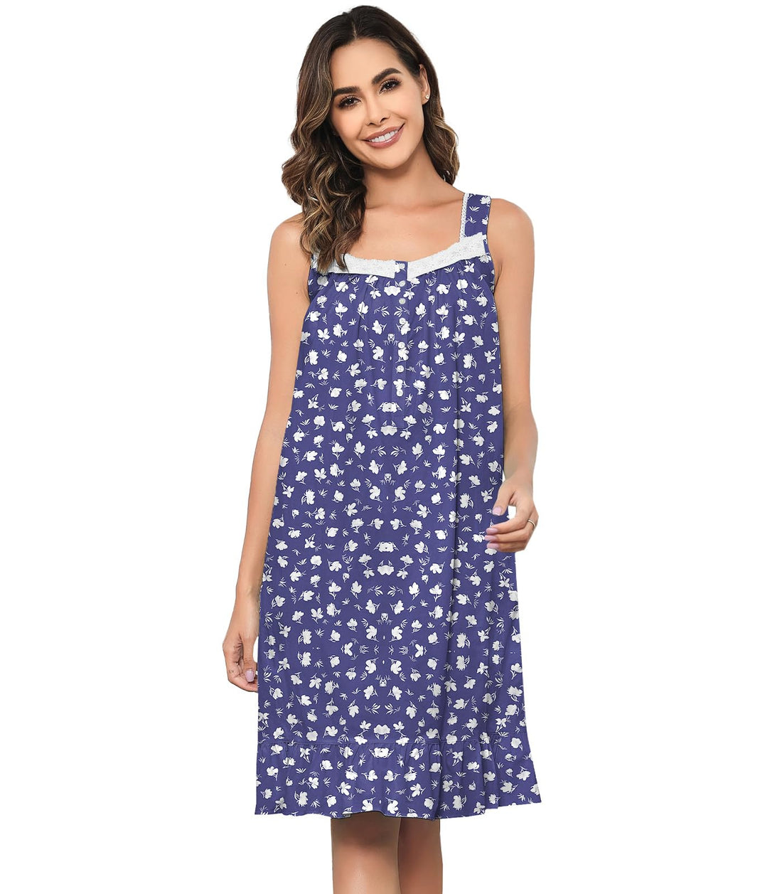Sleeveless Nightgowns for Women 100% Cotton Nightgown Sleep Dress Soft Ladies Gowns Sleepwear Nightdress WEBE CLOTHING