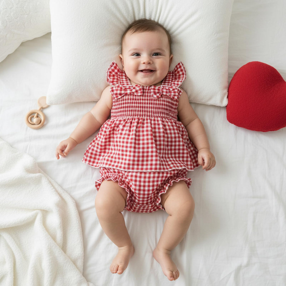 Baby Girl Clothes Infant Summer Outfits Set Plaid Ruffle Sleeve Shirt Tops and Bloomers Shorts WEBE CLOTHING