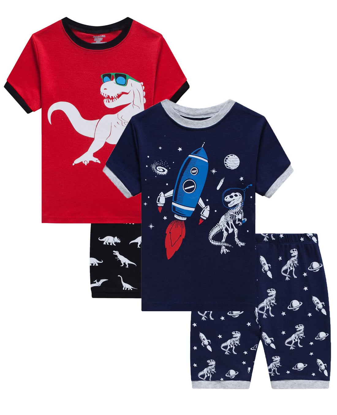 Dolphin&Fish Little Boys Cotton Short Pajamas 4 Piece Summer Kids Clothes Children Toddler Pjs