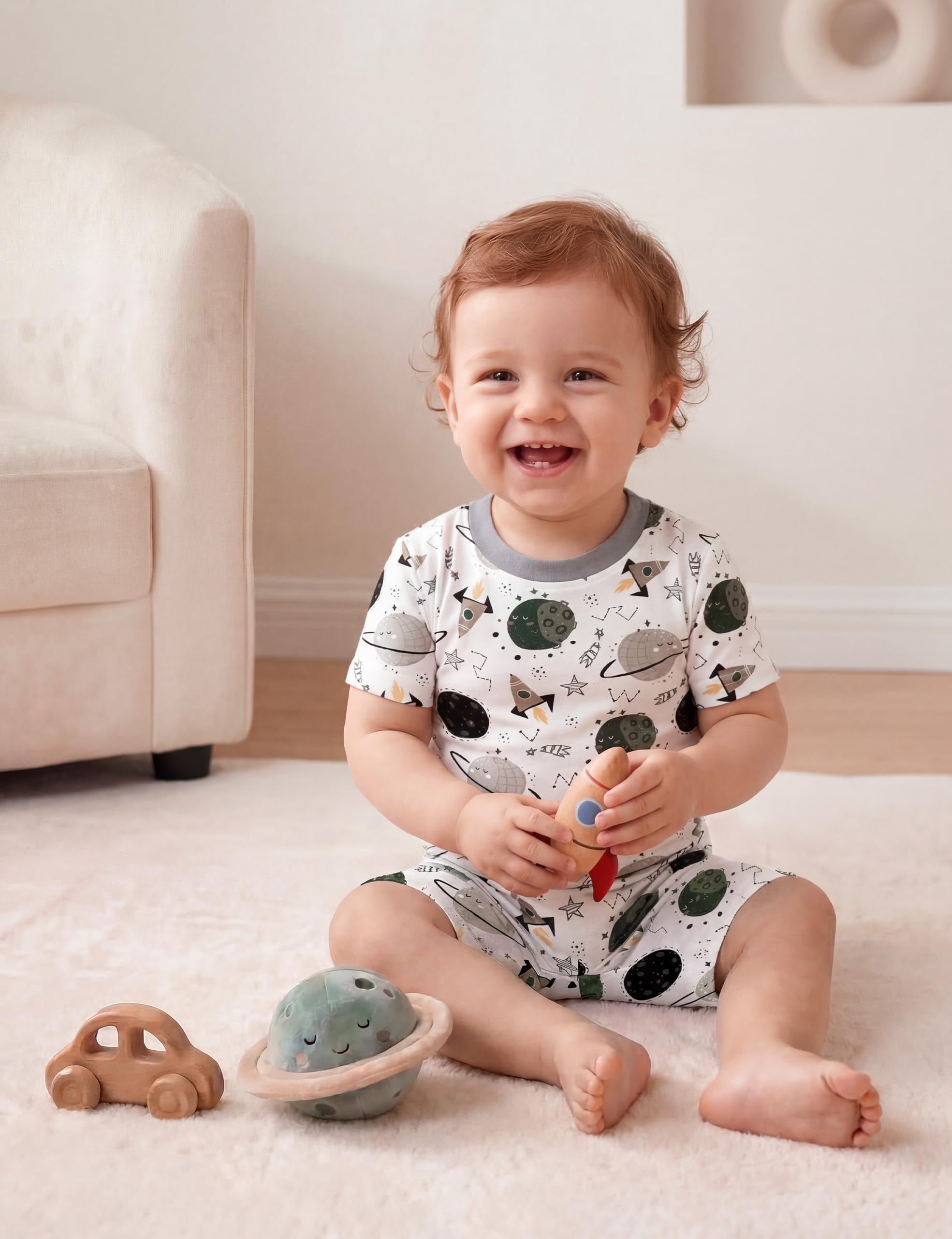 Yoofoss Toddler Pajamas Organic Cotton Baby Girl Boy Pajamas Summer Short Sleeve Kids Clothes Snug Fit Pjs Set 2 Piece