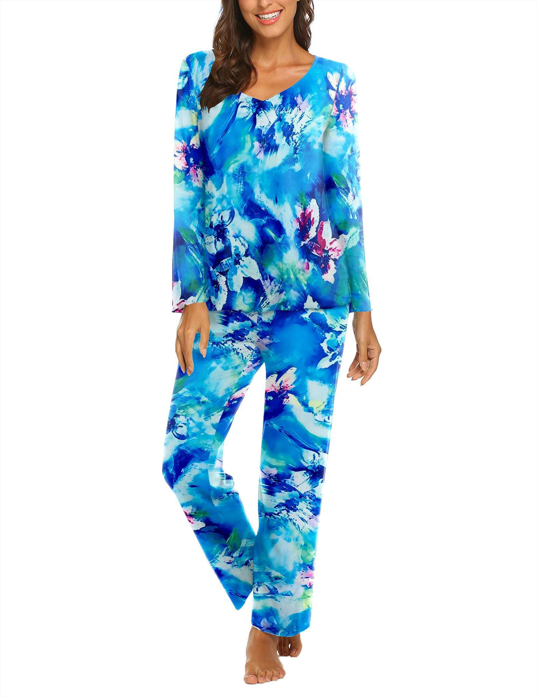 Ekouaer Womens Pajama Sets 2 Piece Lounge Set Fall Winter Pajamas Long Sleeve Pjs Top and Pants Soft Pj Sets Loose Sleepwear