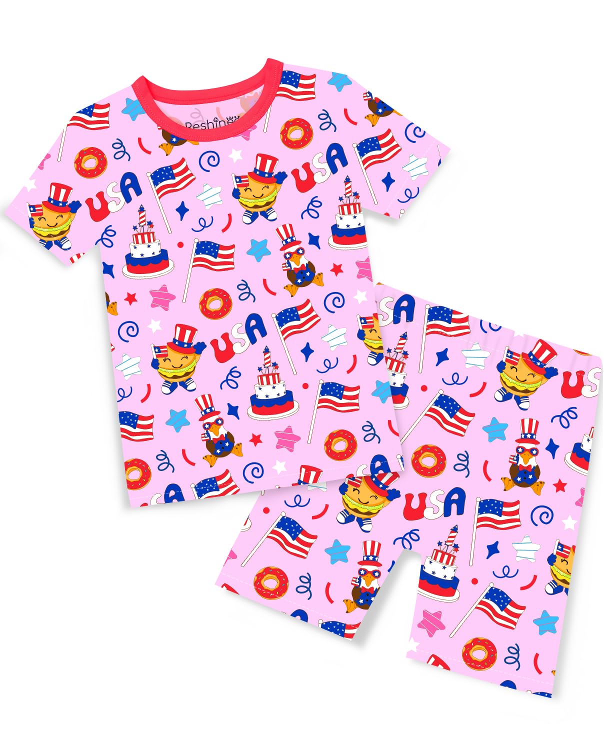 babee Reshinee Bamboo Viscose Toddler Unicorn Mermaid Girls Kids Pajamas Short Sleeve Summer Cool Snug fit Pjs, 2pcs