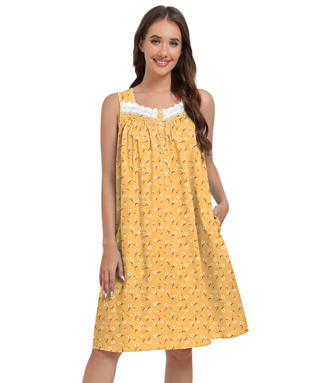 Sleeveless Nightgowns for Women 100% Cotton Nightgown Sleep Dress Soft Ladies Gowns Sleepwear Nightdress WEBE CLOTHING