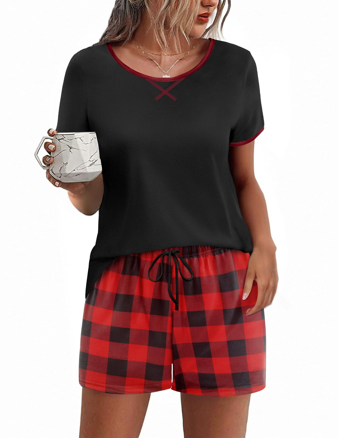 Ekouaer Women Pajama Set Casual Short Set