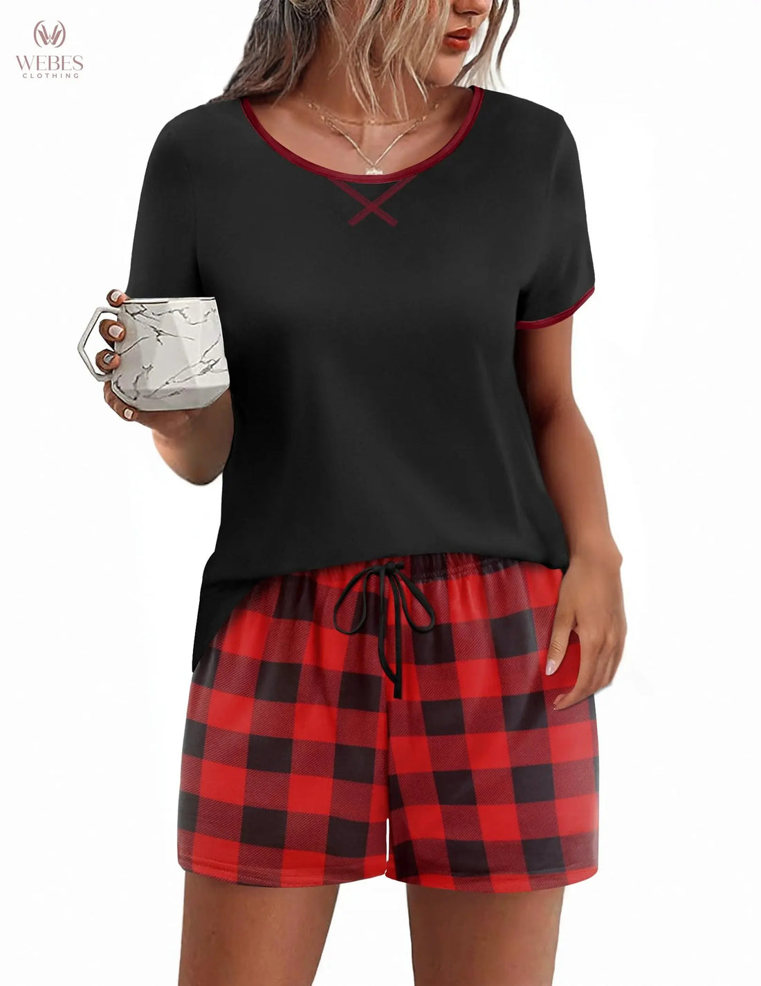 Ekouaer Women Pajama Set Casual Short Set