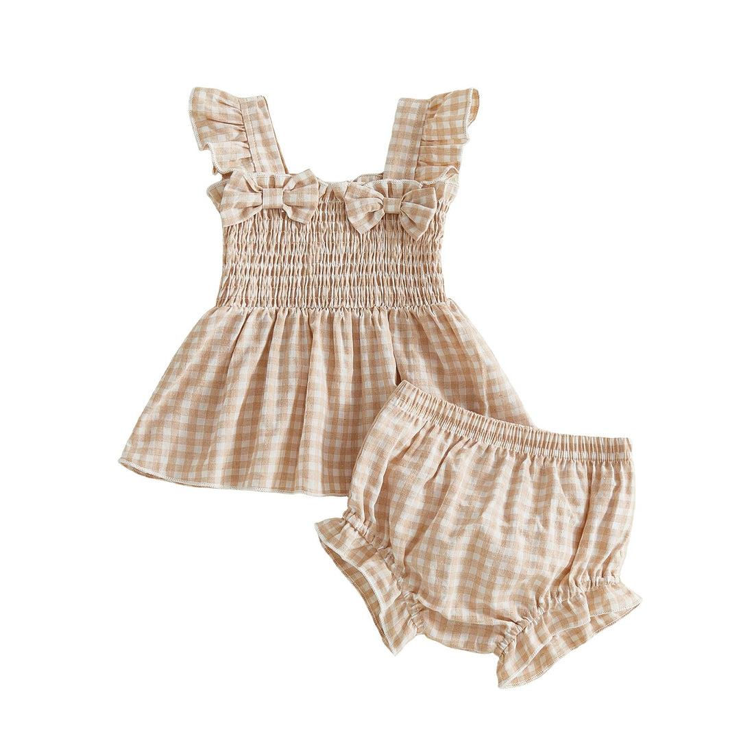 Baby Girl Clothes Infant Summer Outfits Set Plaid Ruffle Sleeve Shirt Tops and Bloomers Shorts WEBE CLOTHING