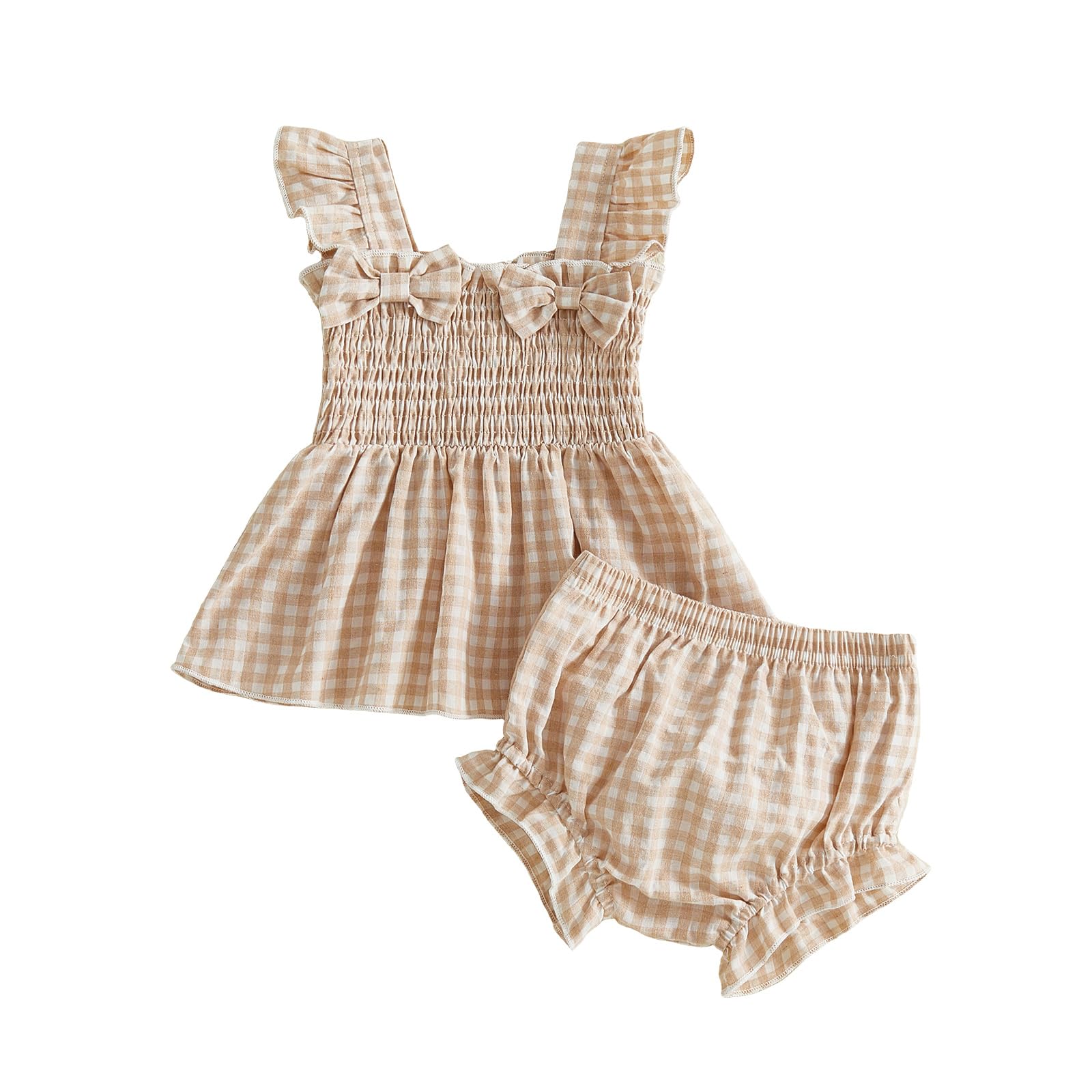 Baby Girl Clothes Infant Summer Outfits Set Plaid Ruffle Sleeve Shirt Tops and Bloomers Shorts WEBE CLOTHING