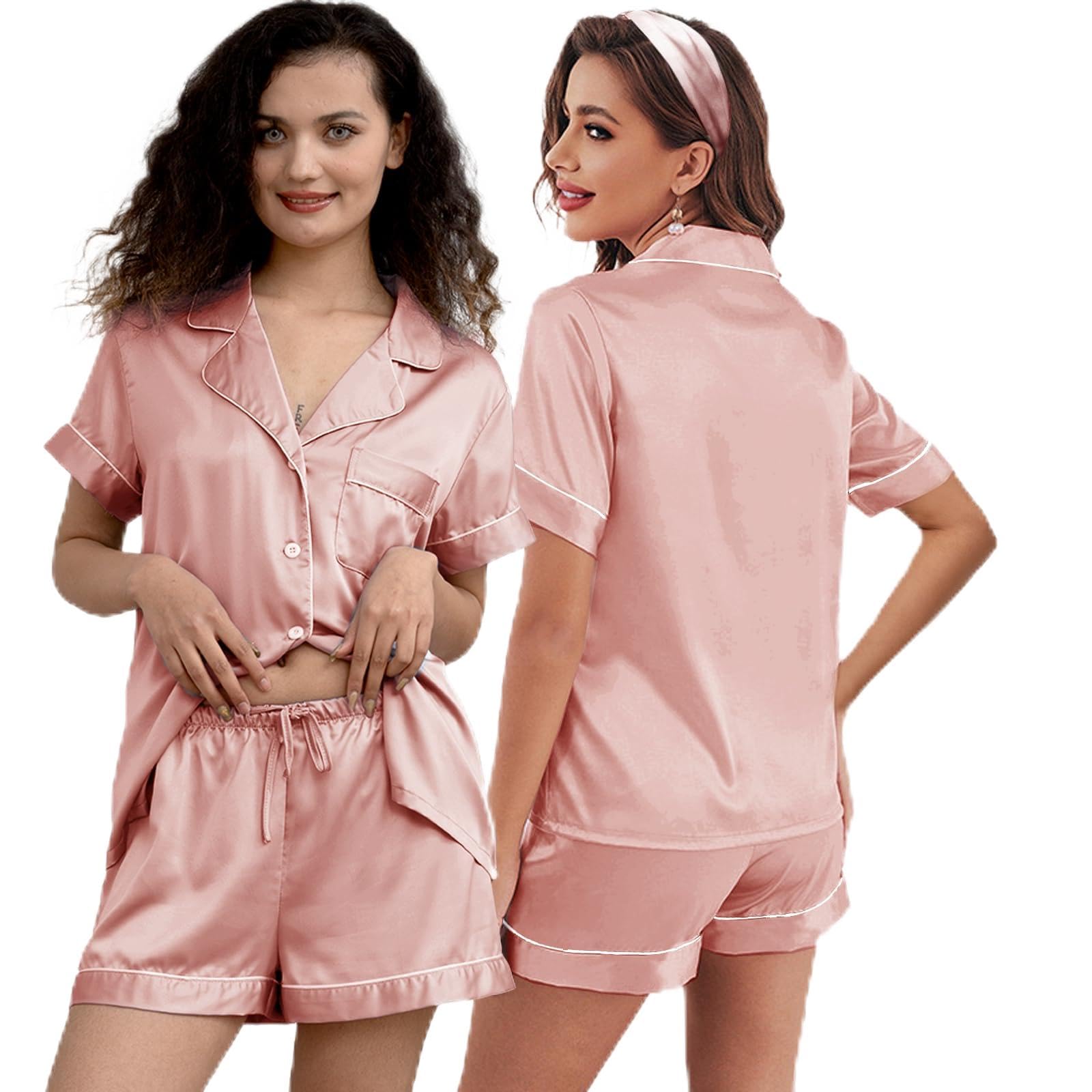 3Pcs Silk Pajamas XS-4XL Womens Satin Pajama Short Floral Sleepwear Bride Soft Pj Lounge Sets Pjs Shorts Set WEBE CLOTHING