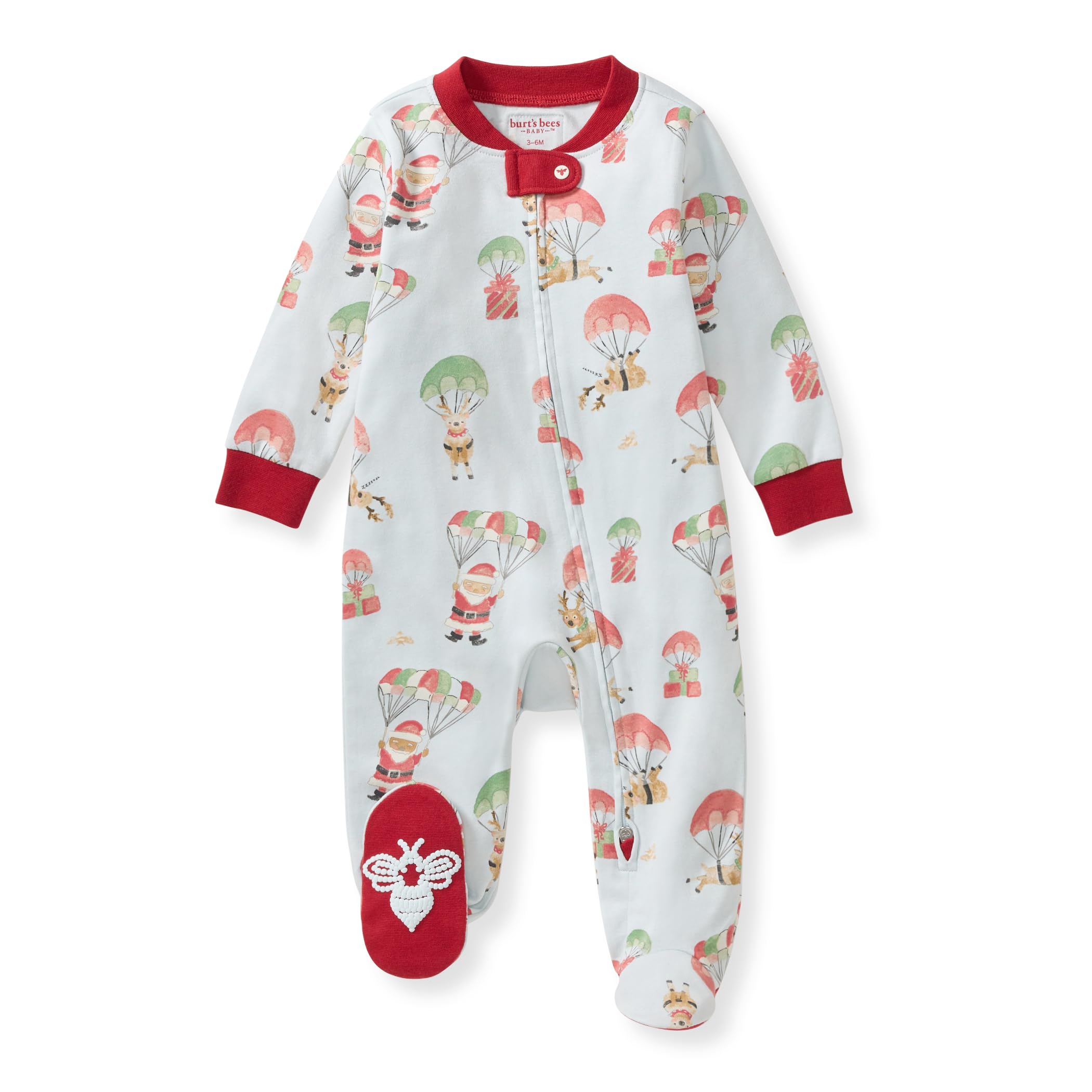 Burt's Bees Baby Organic Cotton Sleep and Play Footed Pajamas for Girls, Zipper PJ Newborn Sleeper with Non-Slip Bee Grips