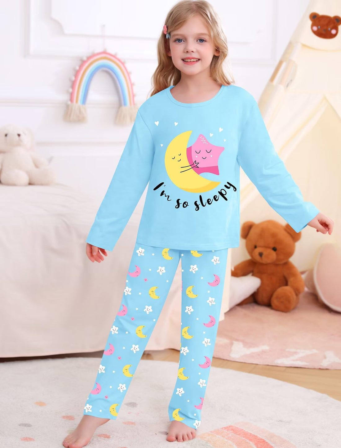 SWOMOG Girls Pajama Set Short Sleeve Tops & Ruffled Shorts with Pocket 2 Piece Summer Pajamas for Kids Size 6-15