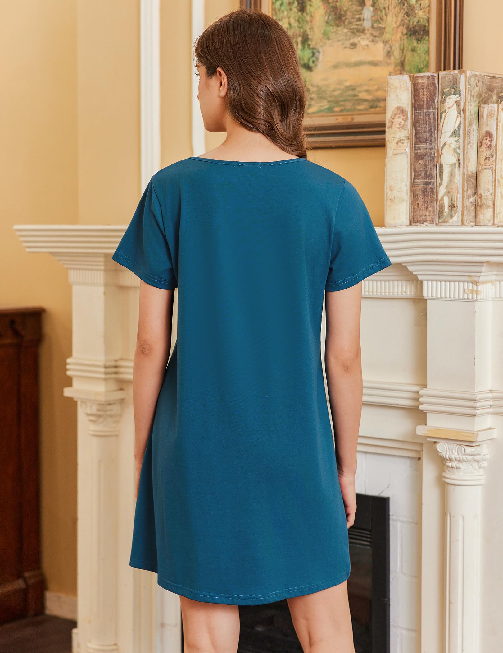 Ekouaer Nightgowns for Women Cotton Sleepshirts Short Sleeve Nightshirt Tshirt Night Gown Casual Sleepdress Comfy Nightdress