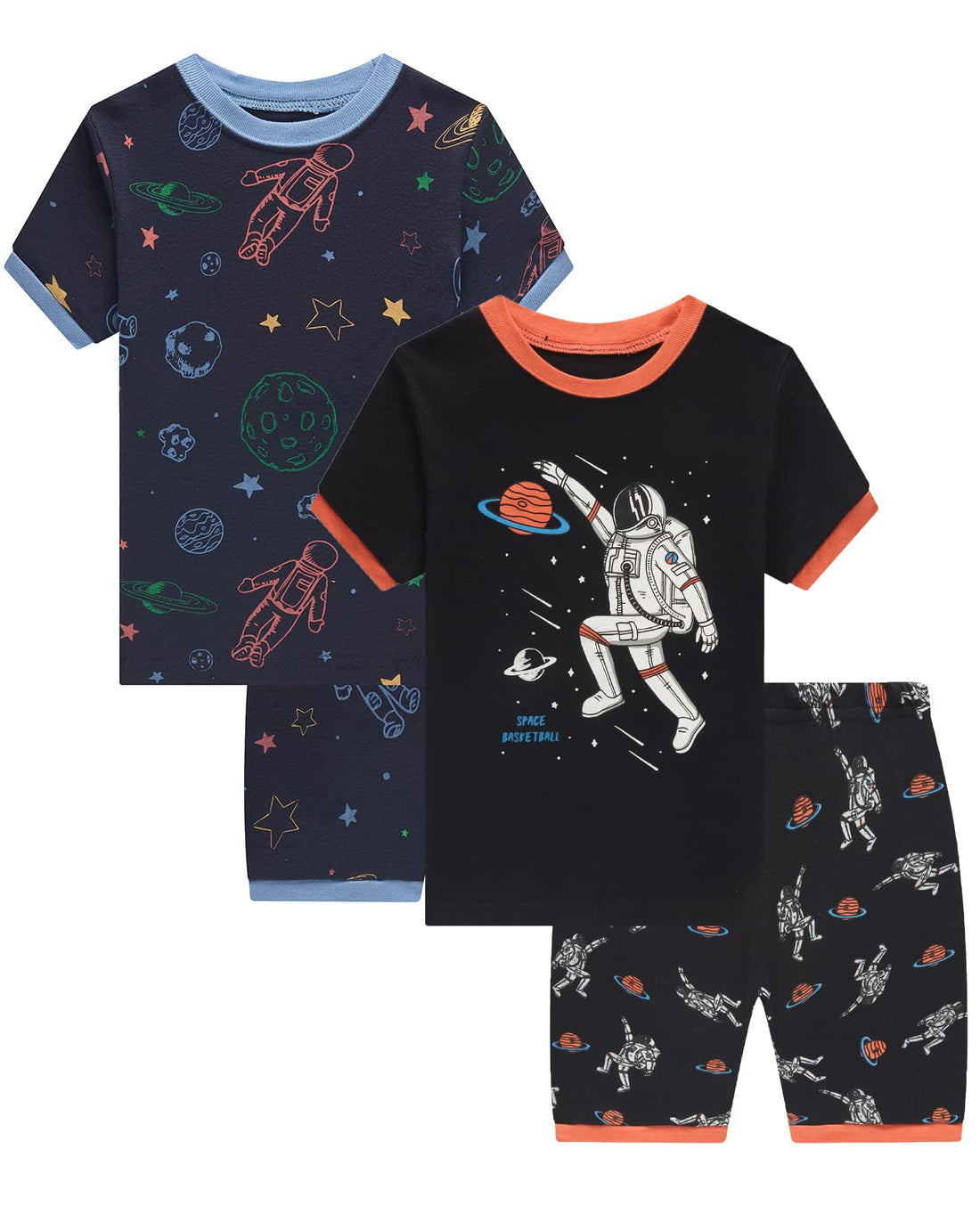 Dolphin&Fish Little Boys Cotton Short Pajamas 4 Piece Summer Kids Clothes Children Toddler Pjs