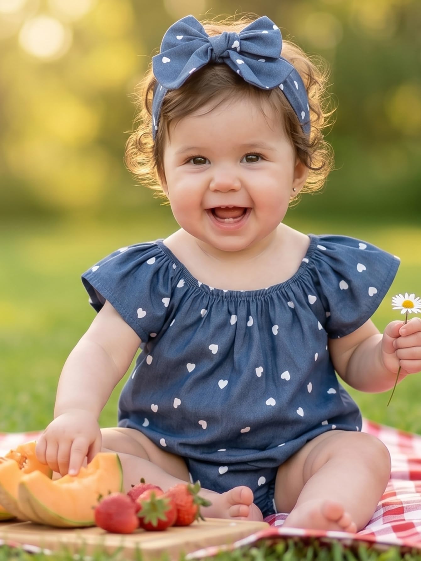Baby Girl Summer Clothes Outfits Flutter Sleeve Denim Heart Romper One Piece Jumpsuit Bodysuit WEBE CLOTHING