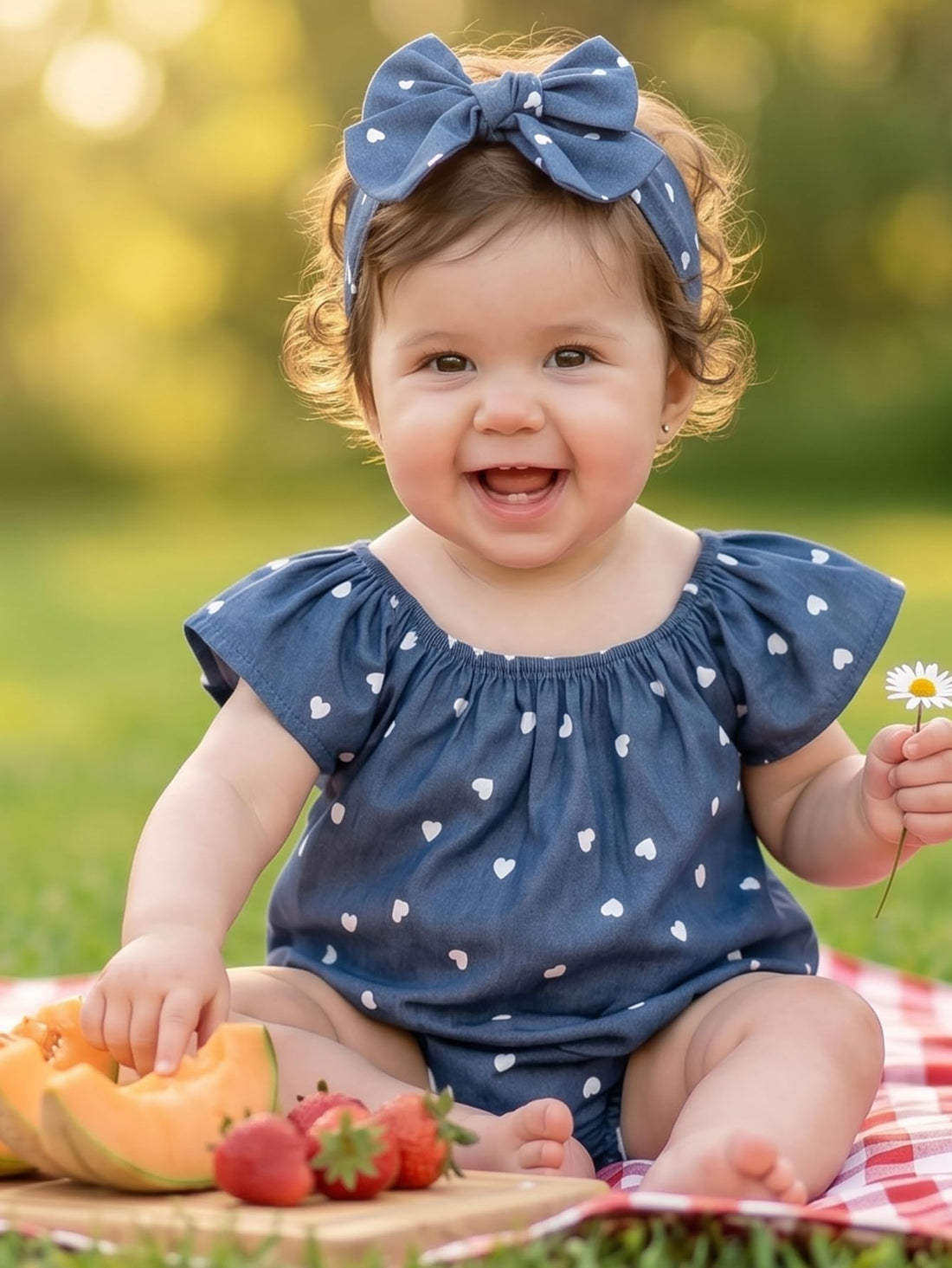 Baby Girl Summer Clothes Outfits Flutter Sleeve Denim Heart Romper One Piece Jumpsuit Bodysuit WEBE CLOTHING