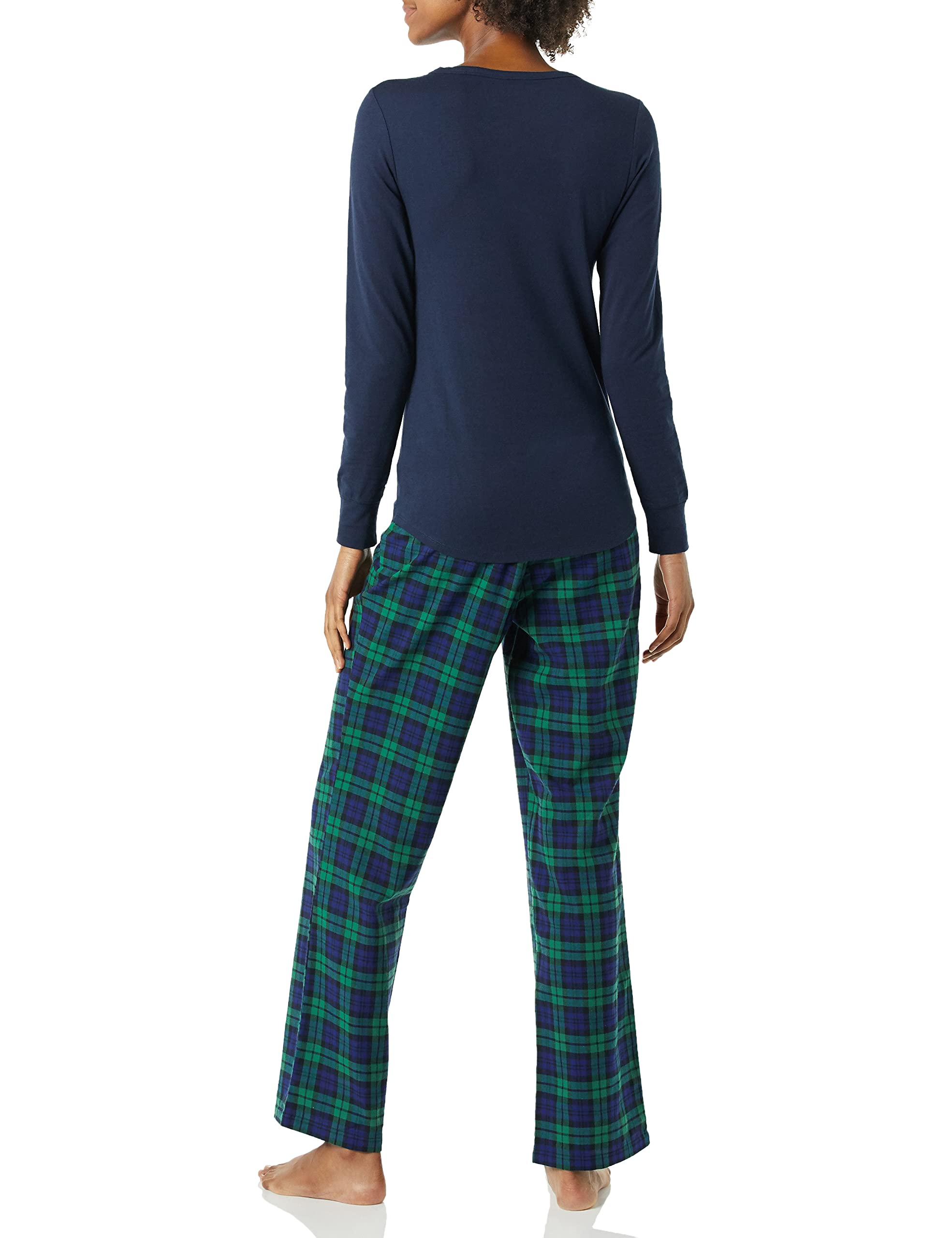 Amazon Essentials Women's Lightweight Flannel Pajama Pant and Long-Sleeve T-Shirt Sleep Set