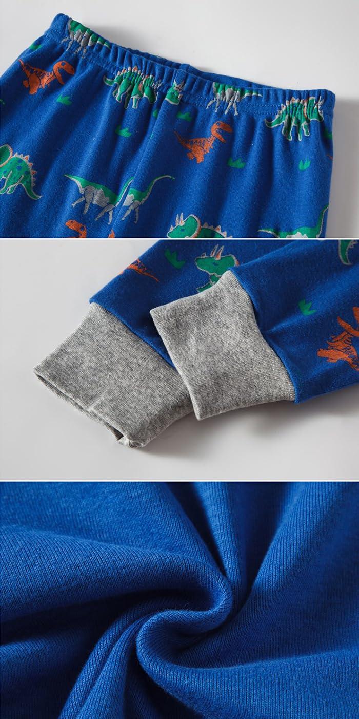 Little bety Cotton 4 Piece Pajamas Boys Long Sleeve Sets Toddler Boys Pjs Kids Sleepwear Sets