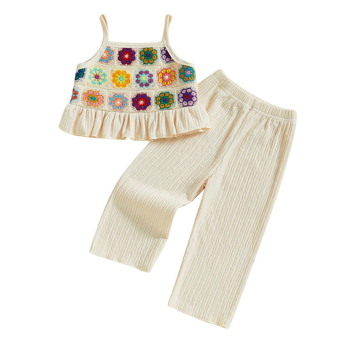 Baby Girl Outfits Crocheted Ruffled Camisole And Elastic Pants Set 6 12 18 24 Months 2 3 4 T WEBE CLOTHING