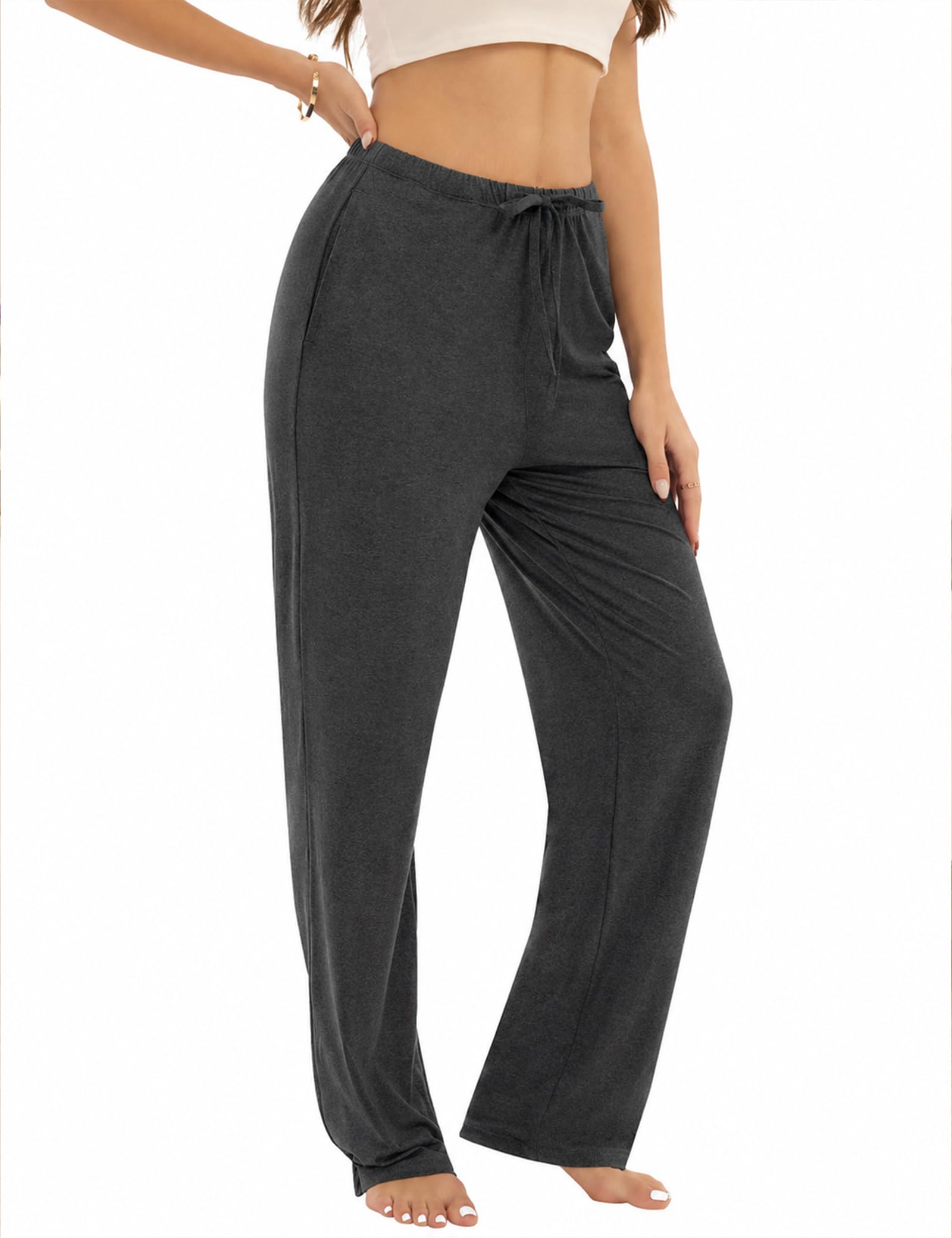 3-Pack Womens Pajama Pants with Drawstring, Soft Sleep & Lounge Pants