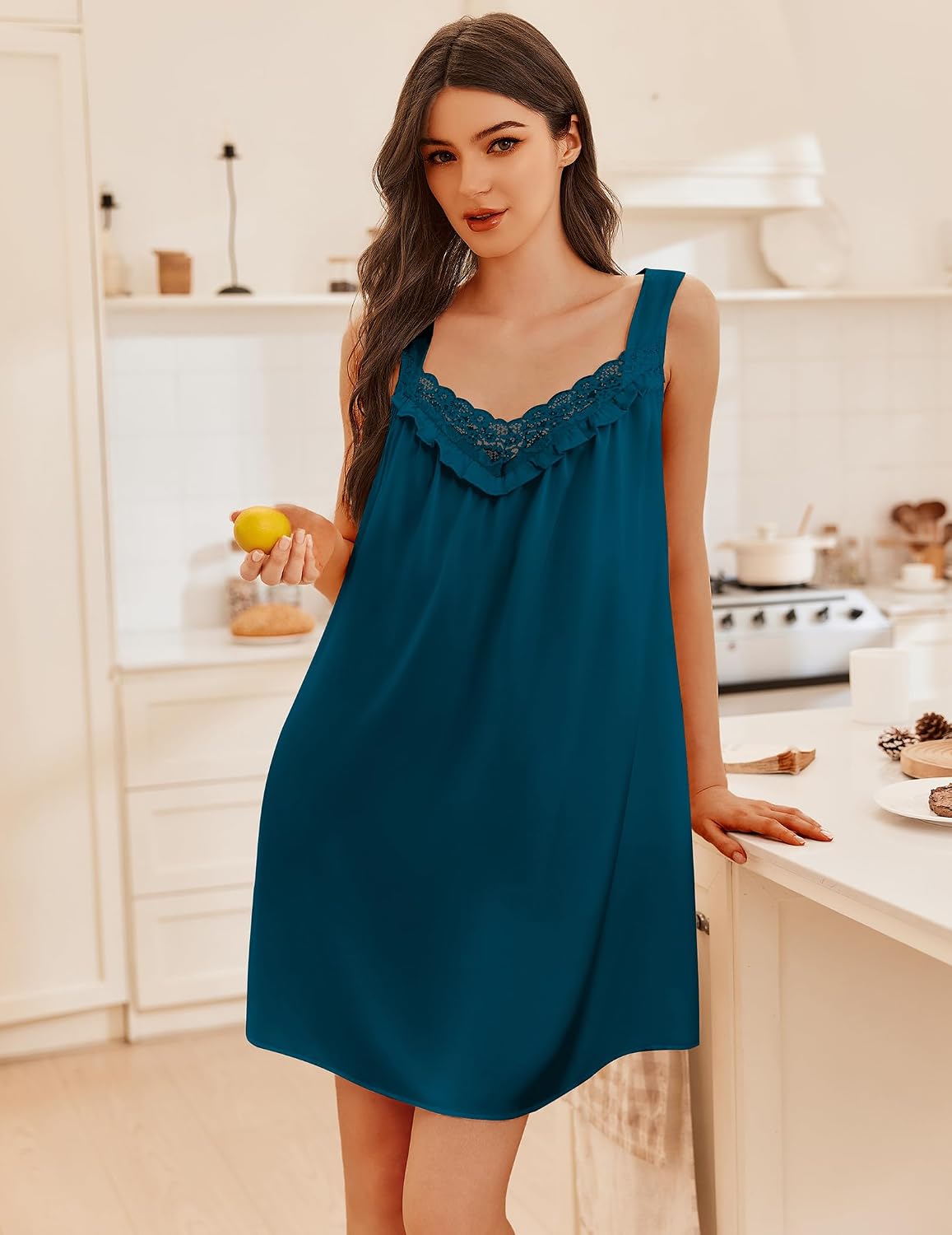 Ekouaer Silk Nightgowns for Women Satin Night Gowns V Neck Sexy Night Dress | Silky Fabric,Tank Sleeveless Sleep Dress,Lace Babydoll Sleepwear,Sexy Lingerie for Sleep,Wedding,Pajama Party,Valentine's Day WEBE CLOTHING