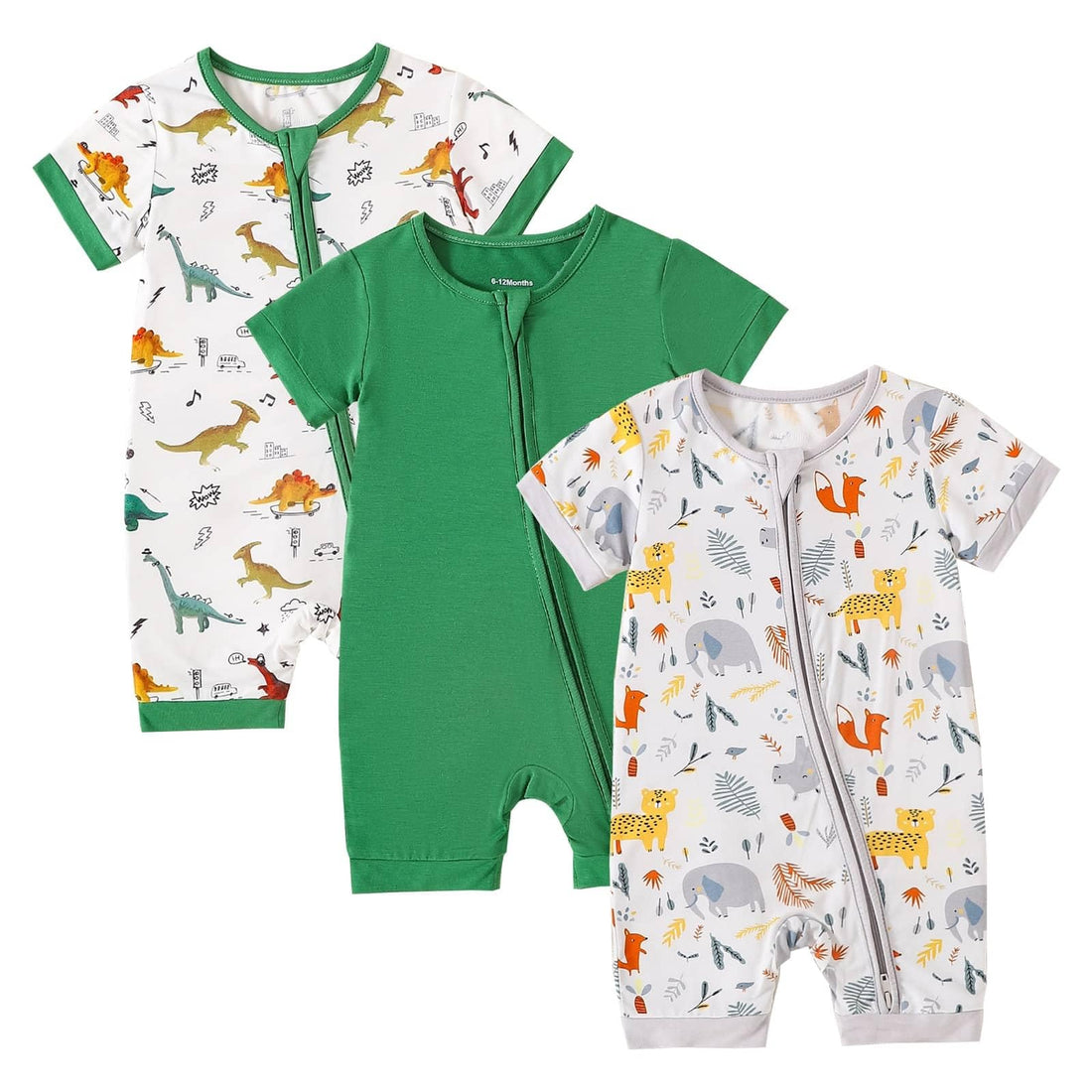 OPAWO Bamboo Baby Pajamas 3 Pack, Double Zipper Bamboo Sleepers for Baby Boy Girl Romper, Toddler Summer Clothes Outfit 0-24M WEBE CLOTHING