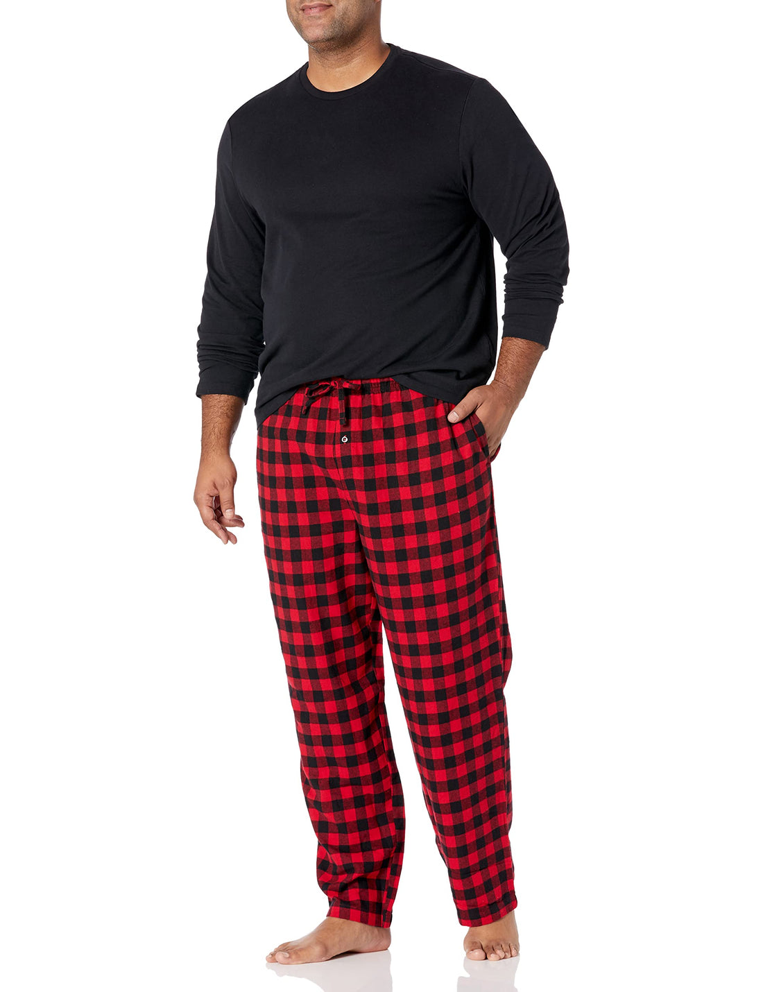Amazon Essentials Men's Flannel Pant and Long-Sleeve T-Shirt Pajama Set