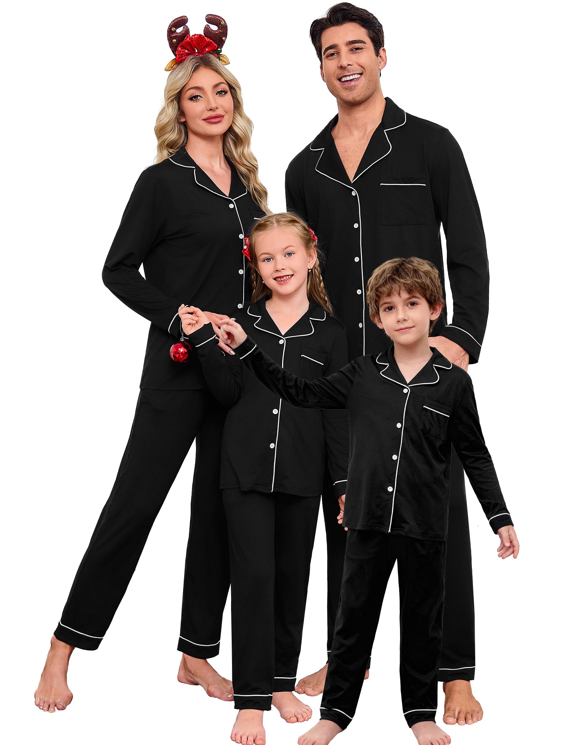 iClosam Christmas Family Matching Pajamas Long Sleeve Button Down Pj Set Festival Party Sleepwear