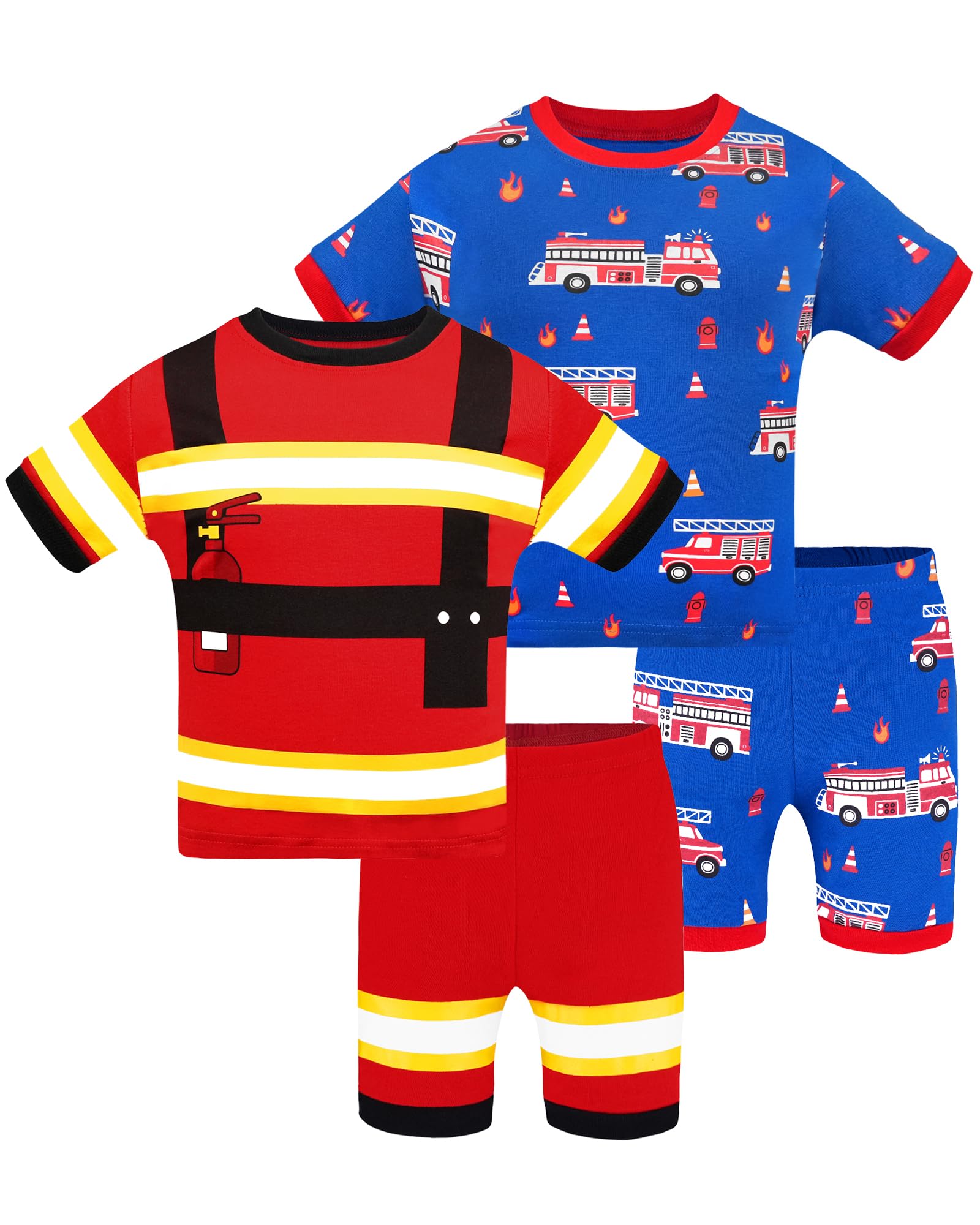 DAUGHTER QUEEN Boys Pajamas 4 Pieces Short Set 100% Cotton Sleepwear Size 18 Months-12 Years