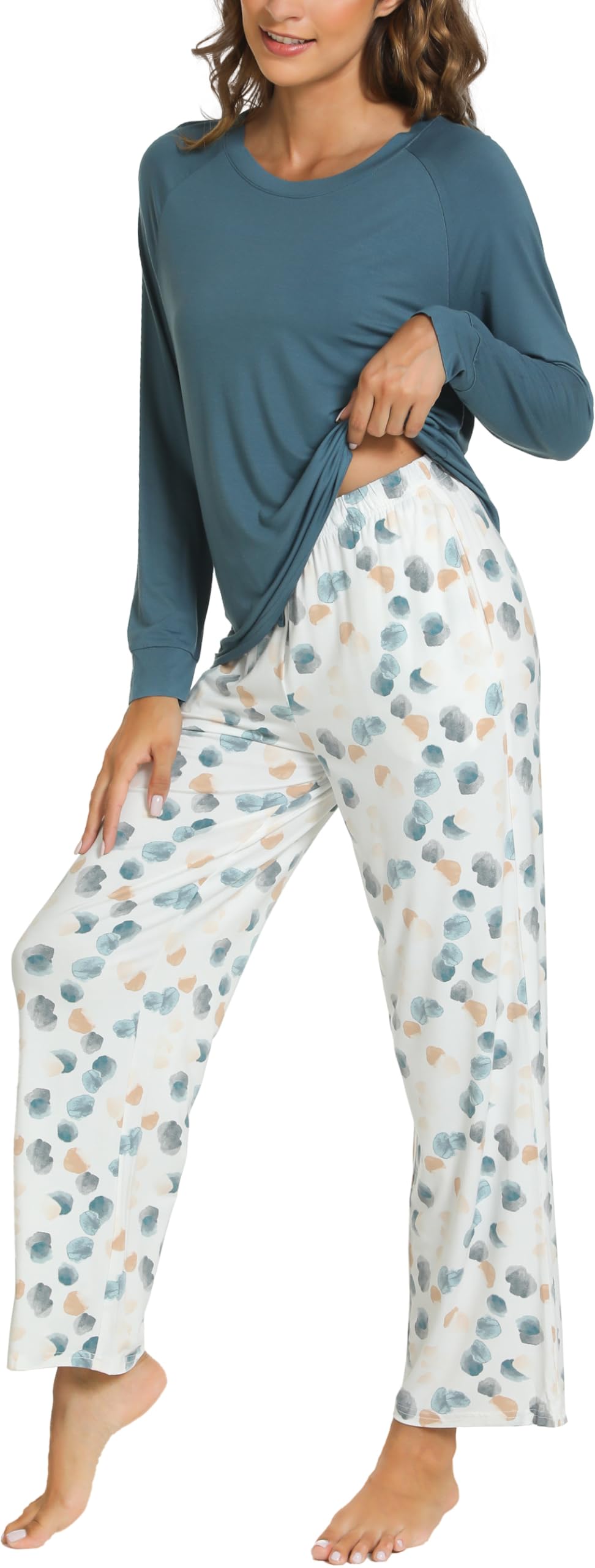 GYS Women's Pajama Sets Long Sleeve Sleepwear Comfy 2 Piece Ladies Pj Sleep Set, Viscose Made from Bamboo