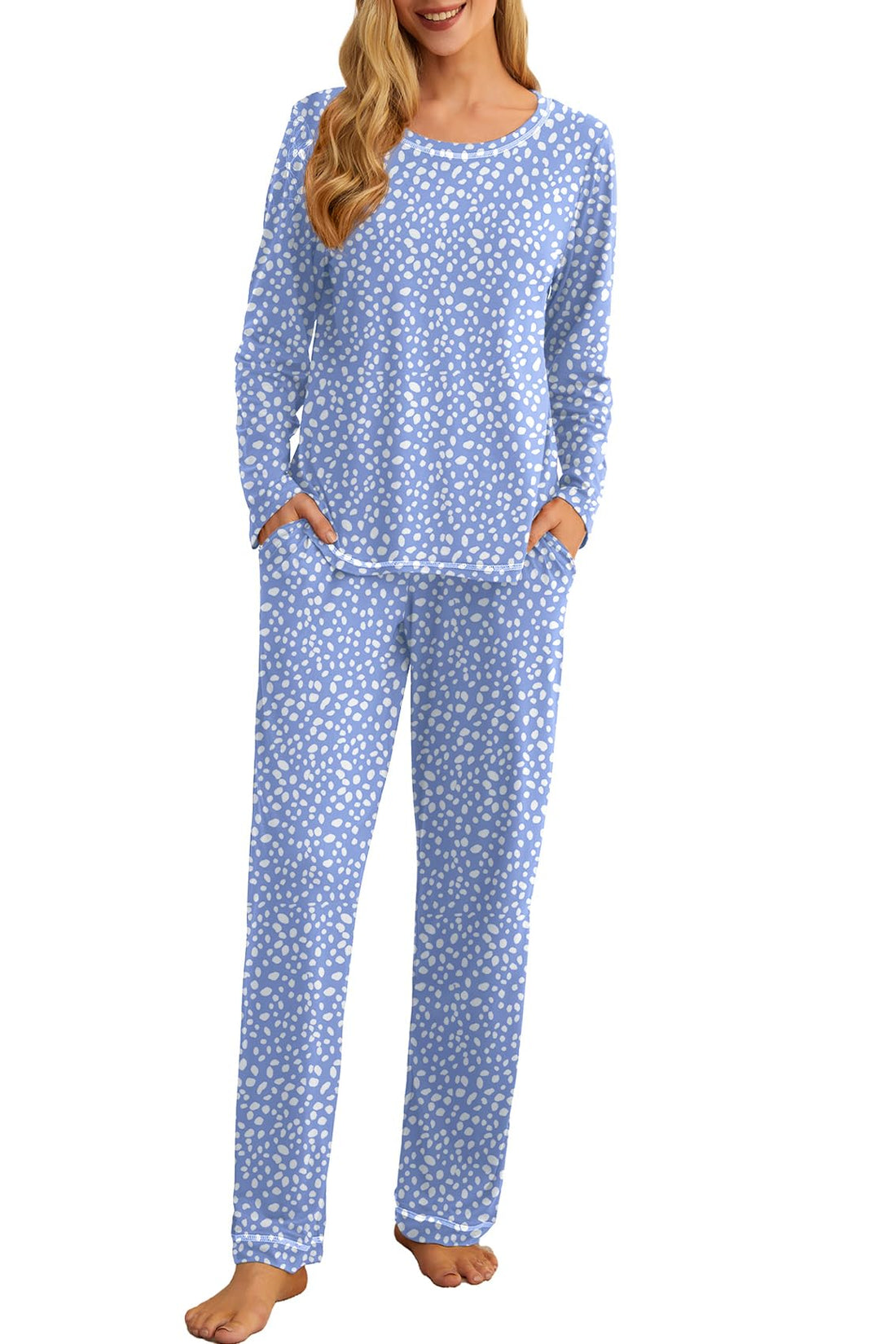 PrinStory Women's Pajama Set 2026 Lounge Sets Long Sleeve Sleepwear Soft 2 Piece Pjs with Pockets