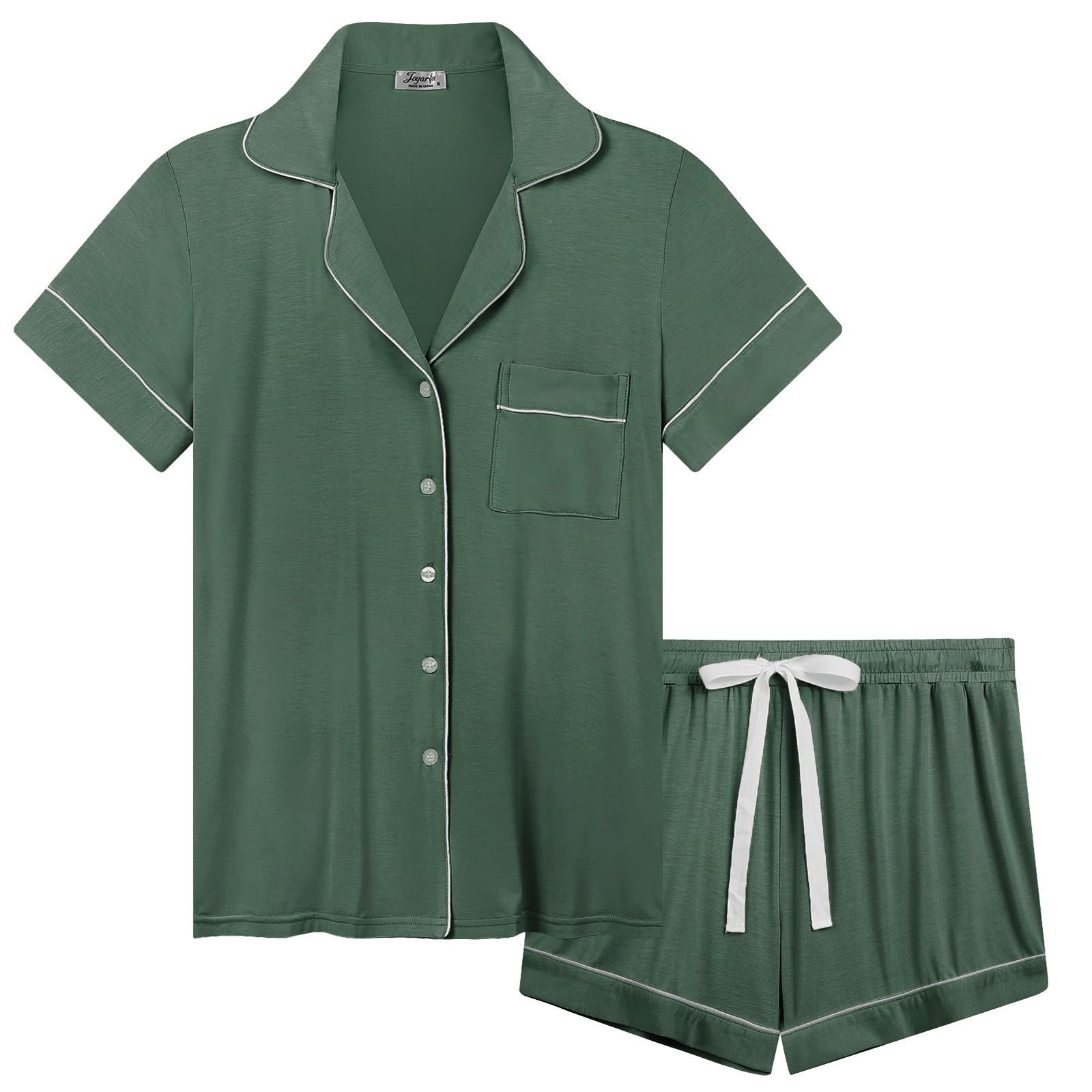Joyaria Women's Cooling Bamboo Viscose Pajamas Shorts Set Button Front | Moisture Wicking, Cool & Lightweight, Breathable PJs for Night Sweats