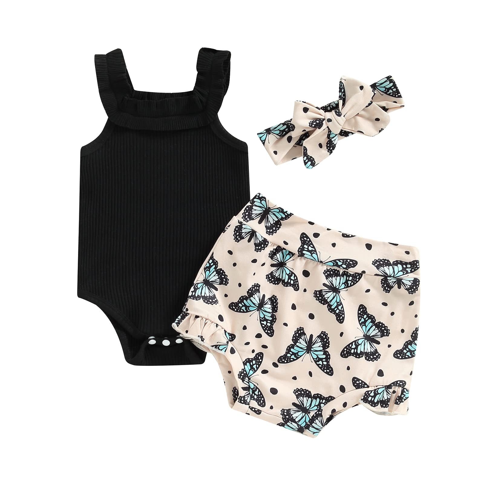 Newborn Baby Girl Summer Clothes Sleeveless Floral Top Ribbed Shorts Boho Outfit Set WEBE CLOTHING