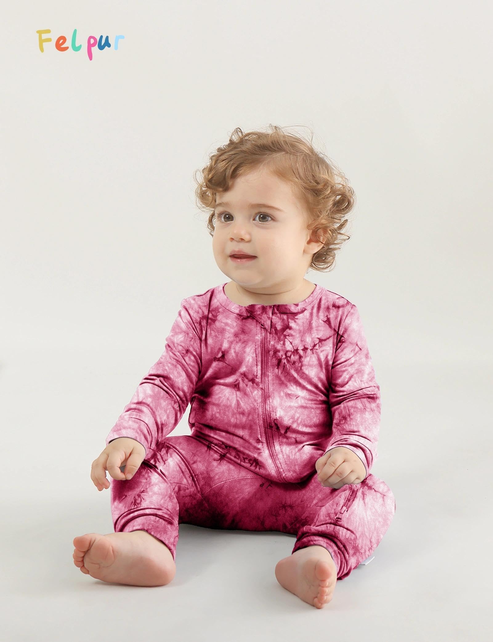 Baby Girls Boys Footless Romper 2 Way Zipper Soft Rayon Outfits, Outdoor Tie-dye Long Sleeve Clothes Jumpsuit WEBE CLOTHING