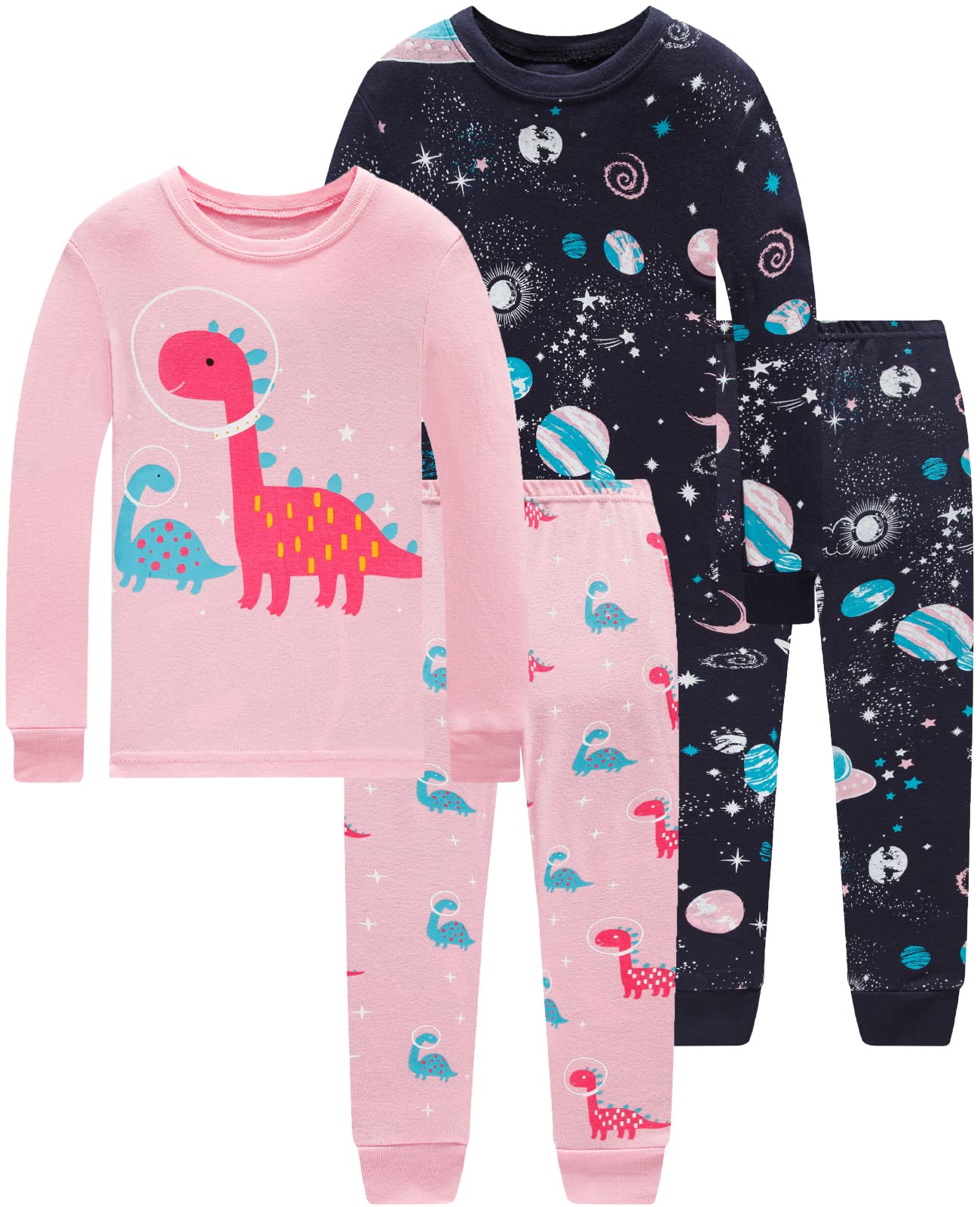 Dolphin&Fish Boys and Girls Soft Pajamas 100% Cotton Toddler Pjs Long Sleeve Kid Sleepwear Sets