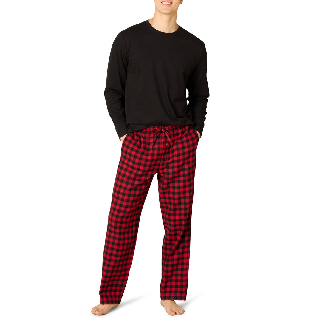 Amazon Essentials Men's Flannel Pant and Long-Sleeve T-Shirt Pajama Set