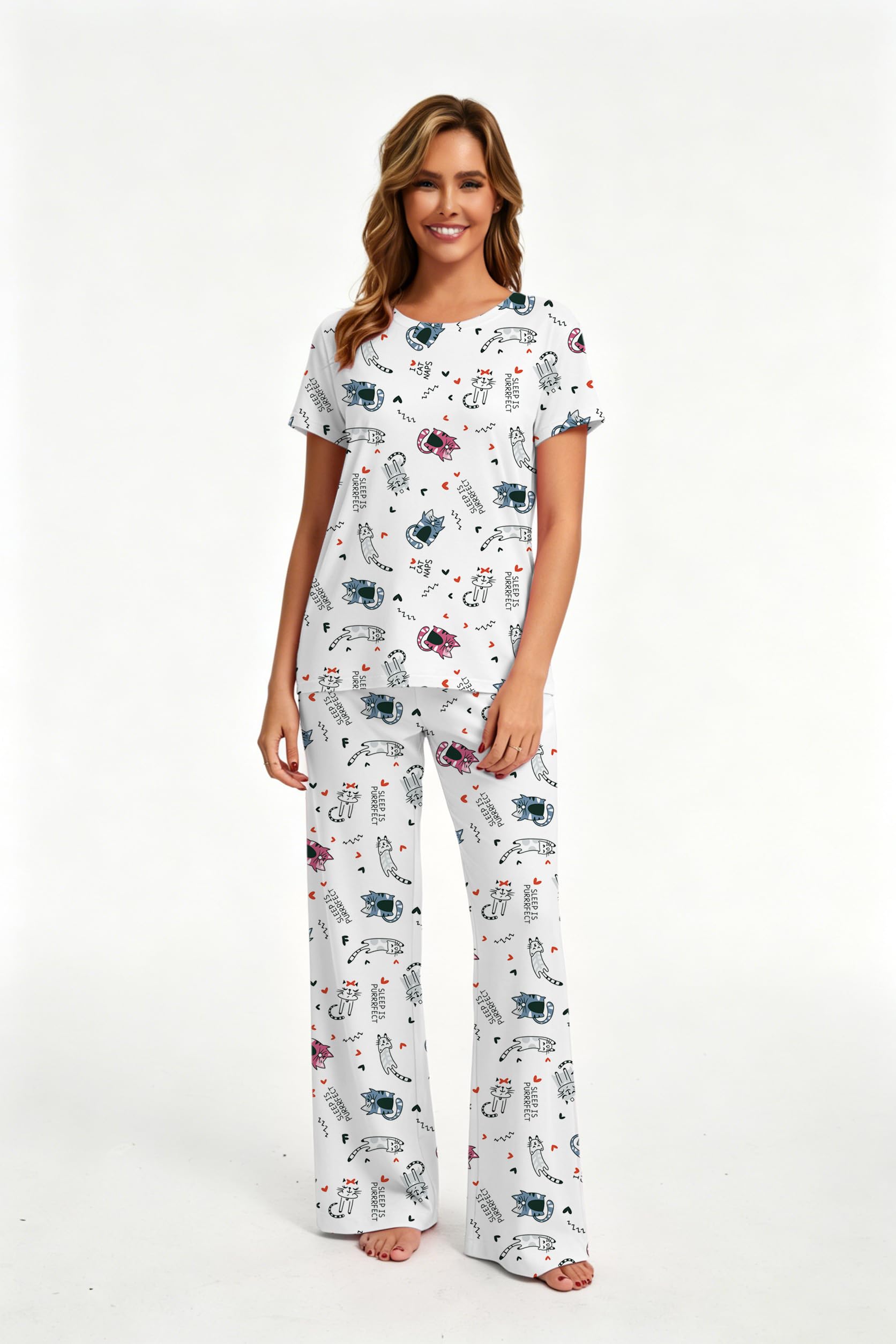 2 Piece Pjs Set For Womens Pajamas Lounge Set Long Sleeve Joggers Pants Sleepwear with Pockets WEBE CLOTHING