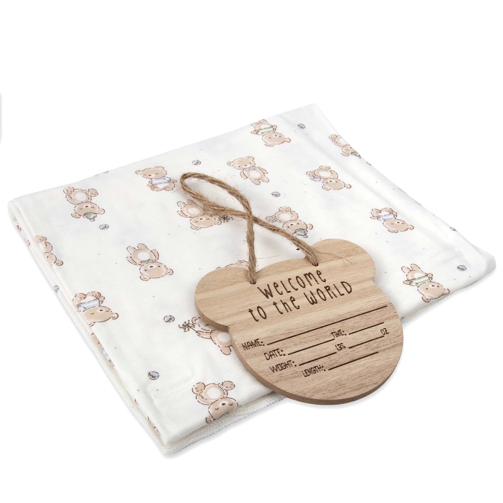 Newborn Baby 4 Piece Coming Home Outfit Gift Set – Footie Sleeper, Blanket, Headband & Ornament for Boys & Girls