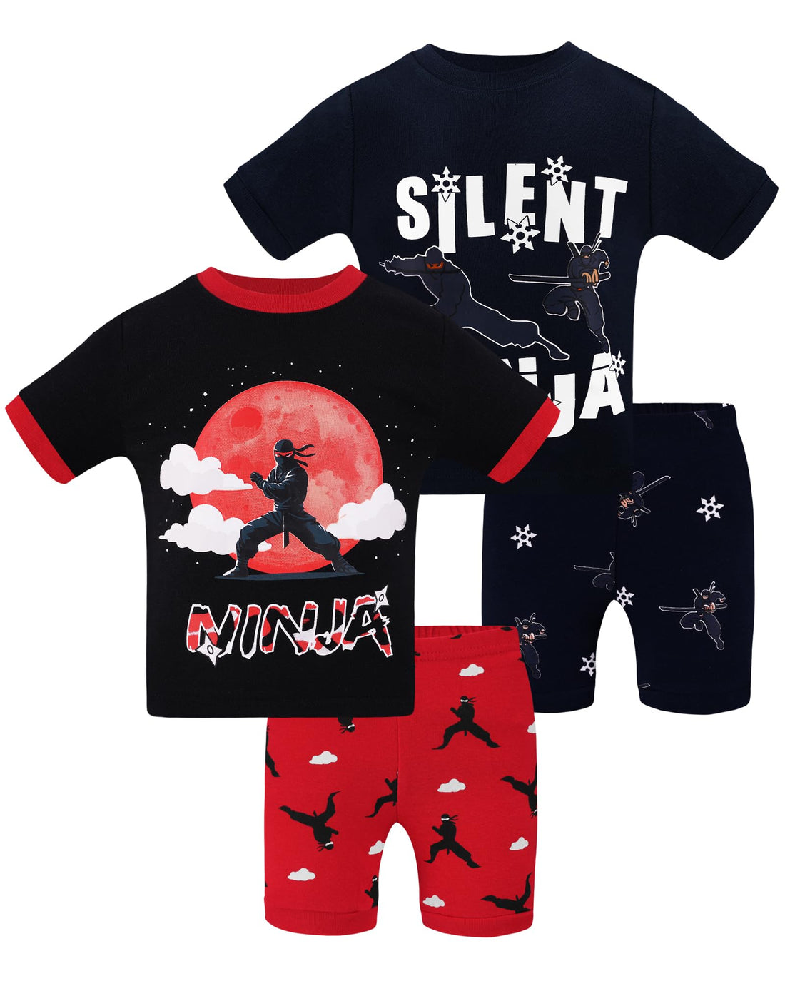 DAUGHTER QUEEN Boys Pajamas 4 Pieces Short Set 100% Cotton Sleepwear Size 18 Months-12 Years