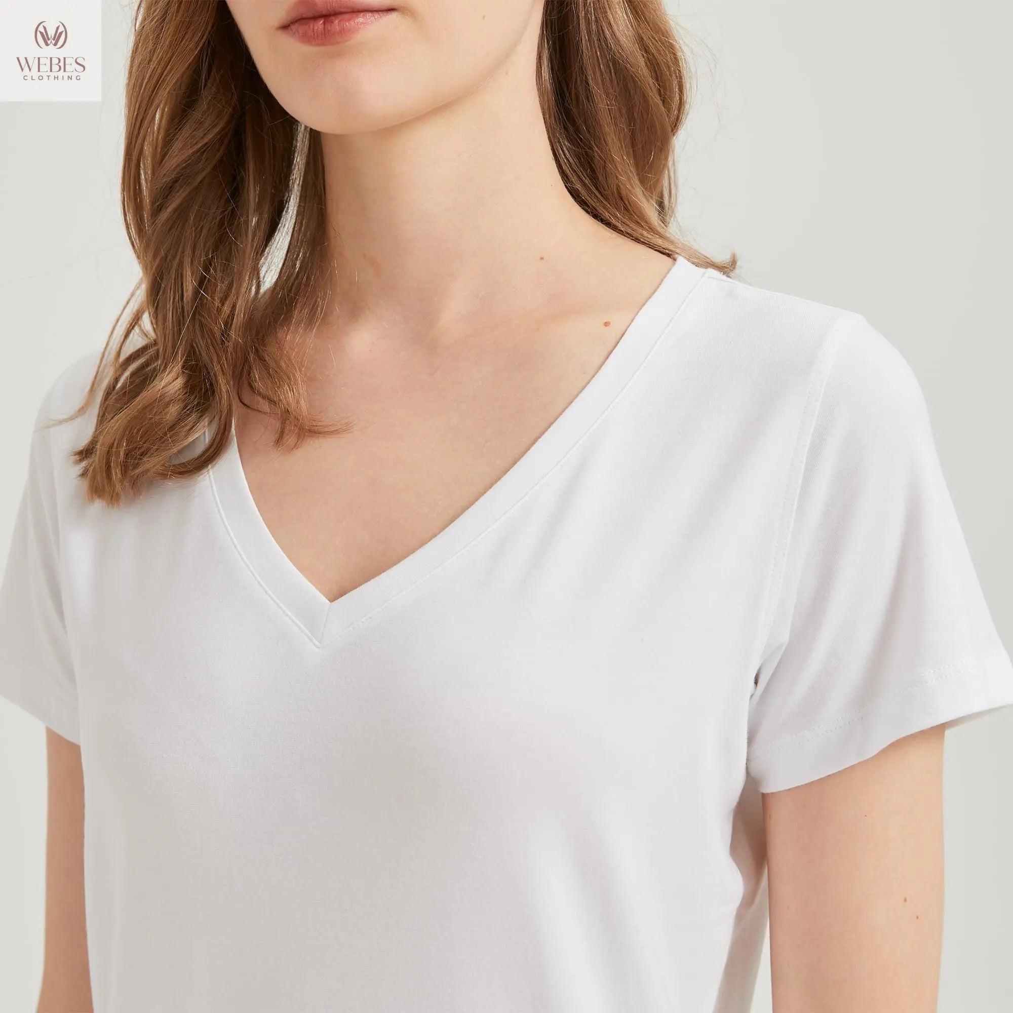 netdraw Women's Ultra-Soft Bamboo Viscose Cotton V-Neck Short Sleeve T-Shirt, Casual Summer Tops for Lounge Sleep Pajama