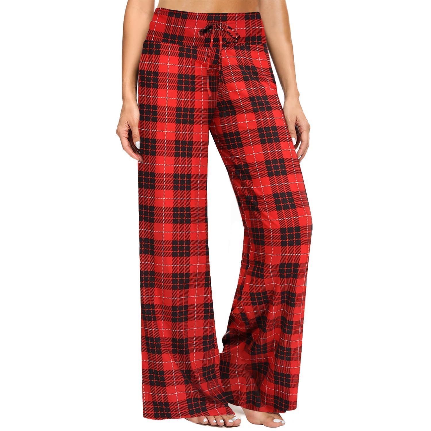 ZOOSIXX Soft Black Pajama Pants for Women, Wide Leg Pants Woman Flowy Comfy Casual Lounge Yoga Capri Pants 22”/ 30”
