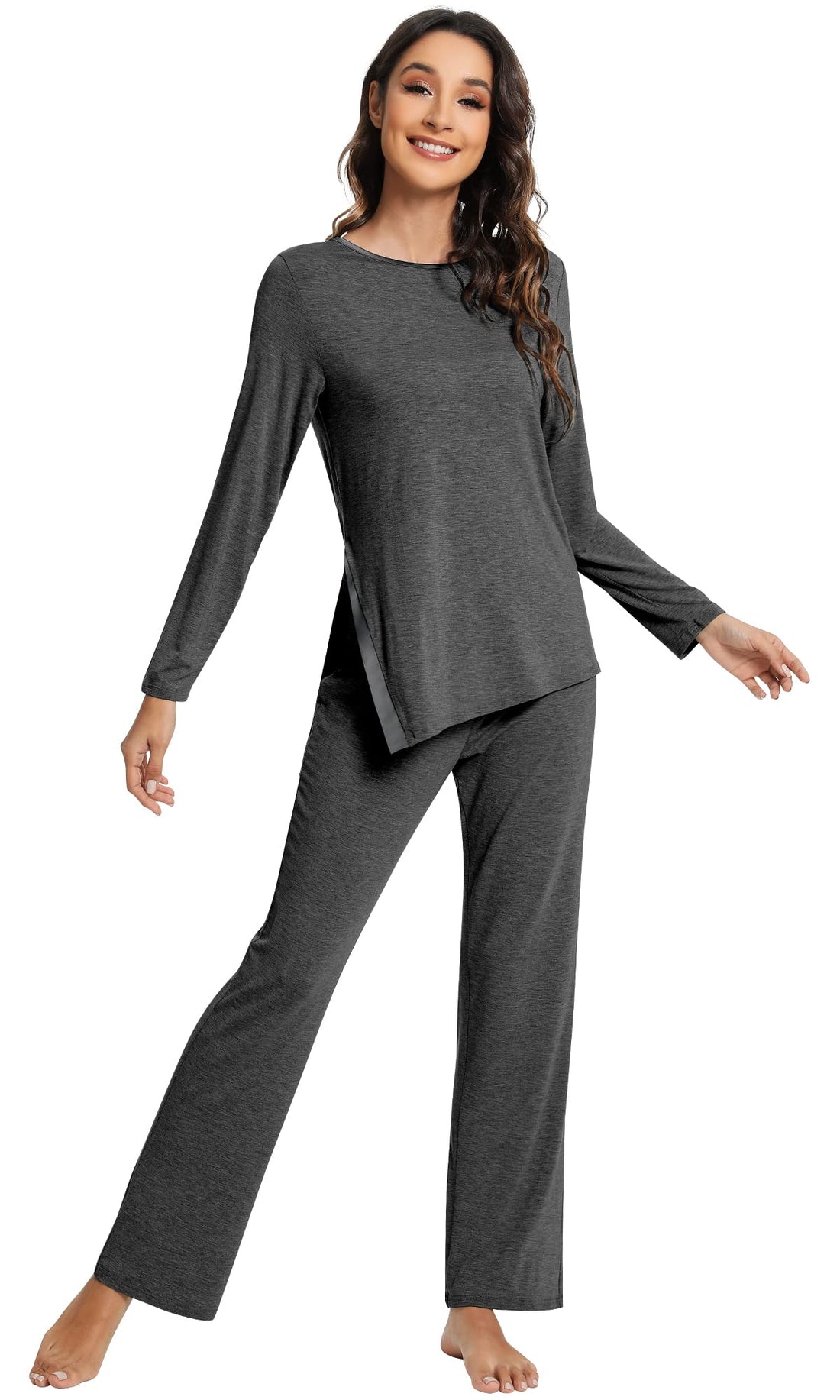 WiWi Pajamas Set for Women Super Soft Long Sleeve Pj Cooling Sleepwear Lounge Sets Loungewear Viscose from Bamboo S-XXL