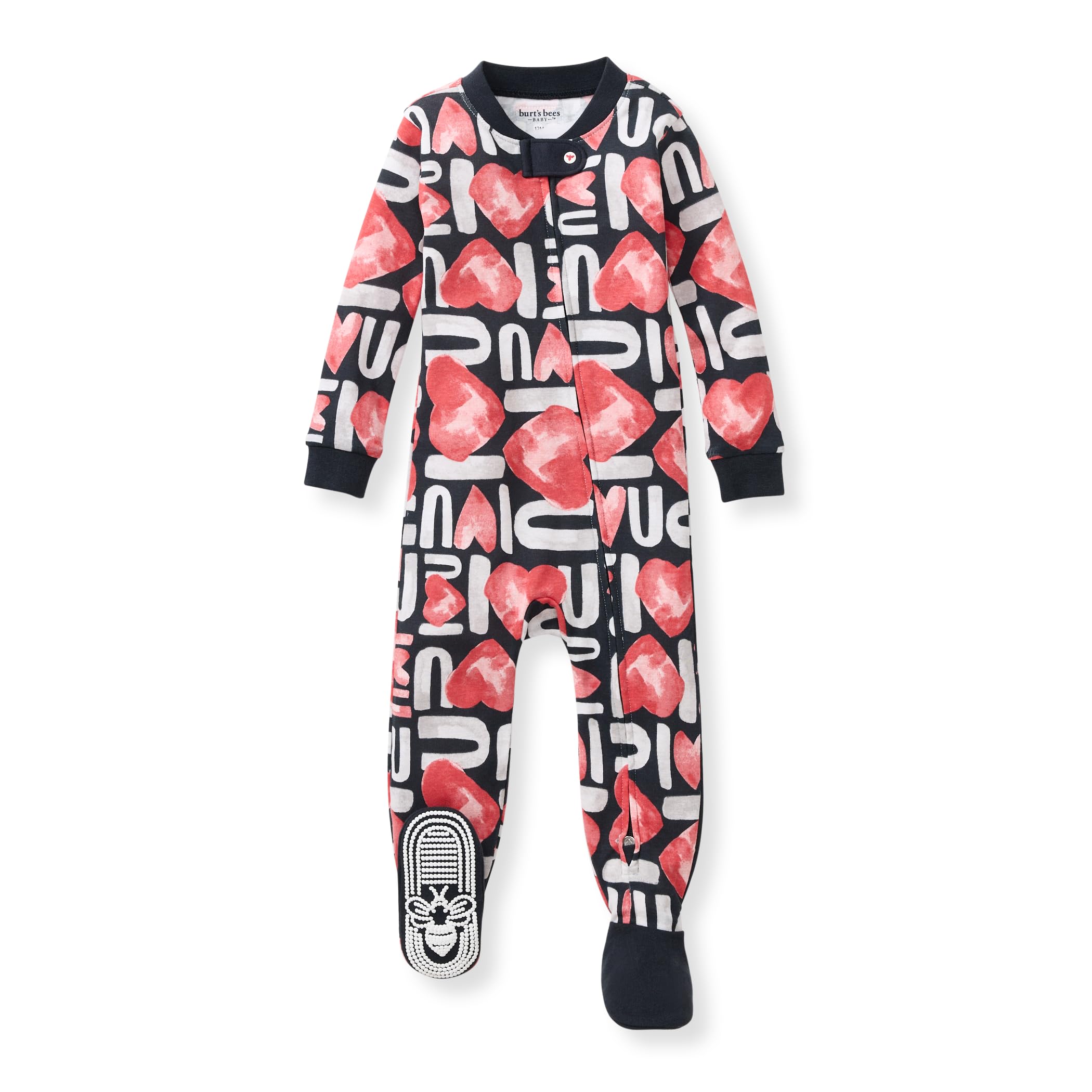 Burt's Bees Baby Organic Cotton Footed Pajamas for Boys, Zipper PJ Sleeper, Snug Fit Sleepwear with Non-Slip Bee Grips