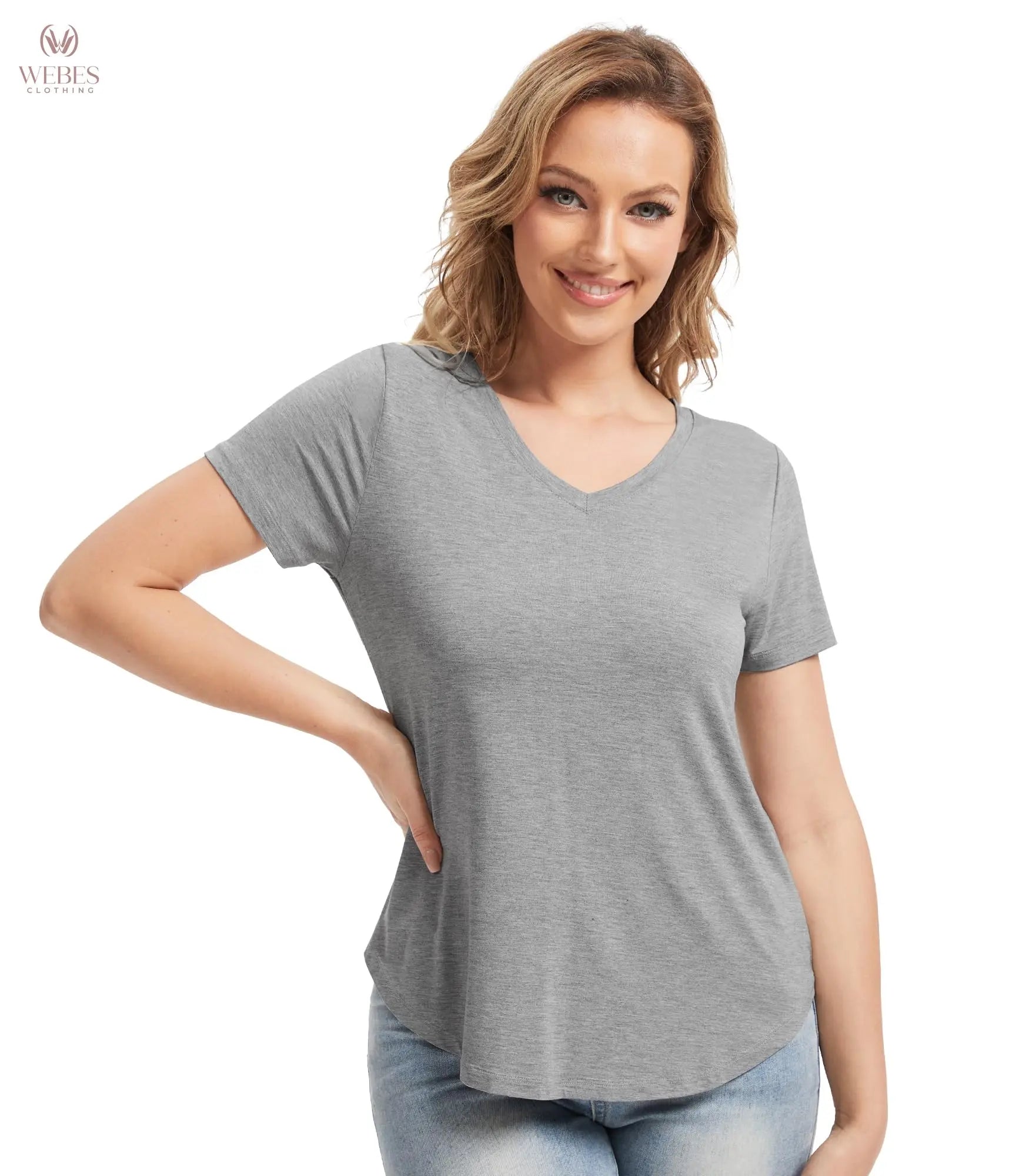 WiWi Viscose from Bamboo Pajama Tops for Women Super Soft Short Sleeve Tee V Neck Sleep Cooling T-Shirt Pjs Sleepwear S-XXL