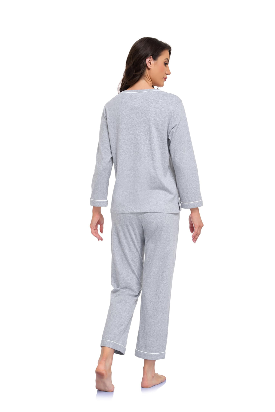EA'S SECRET 100% cotton Pajamas for Women Summer Lightweight Long Sleeve Pjs 2 Piece Soft Lounge Sleepwear with pocket