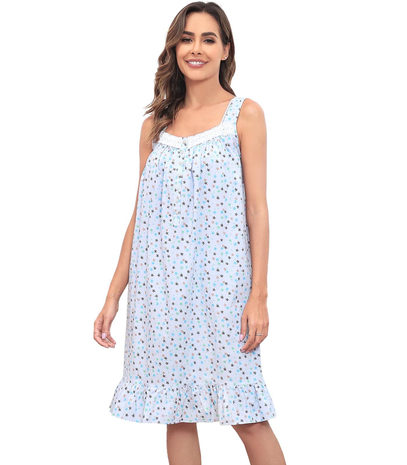 Sleeveless Nightgowns for Women 100% Cotton Nightgown Sleep Dress Soft Ladies Gowns Sleepwear Nightdress WEBE CLOTHING