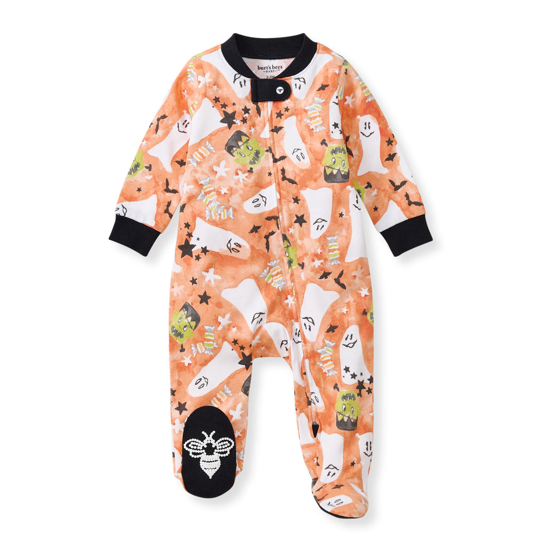 Burt's Bees Baby Organic Cotton Sleep and Play Footed Pajamas for Girls, Zipper PJ Newborn Sleeper with Non-Slip Bee Grips